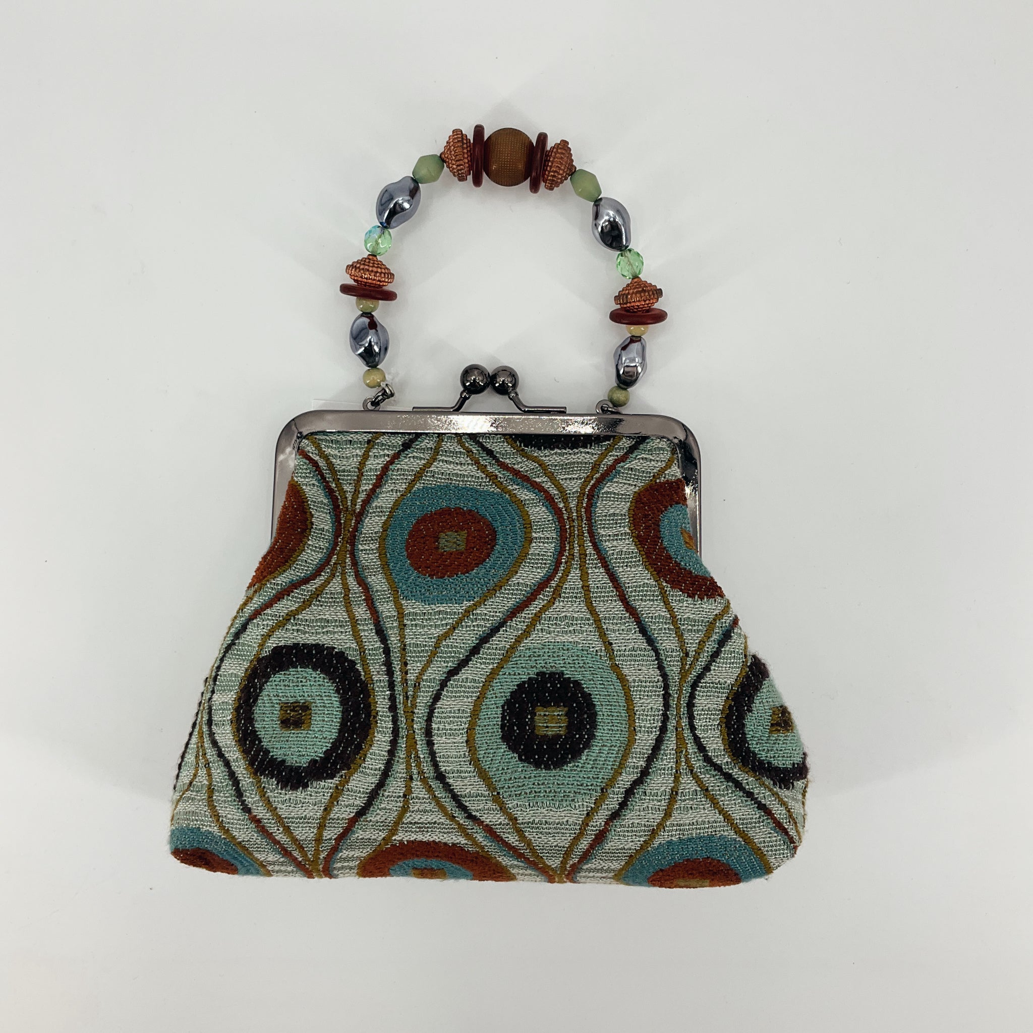 Liz Soto Green/Brown Print Pre-Owned Ladies Clutch