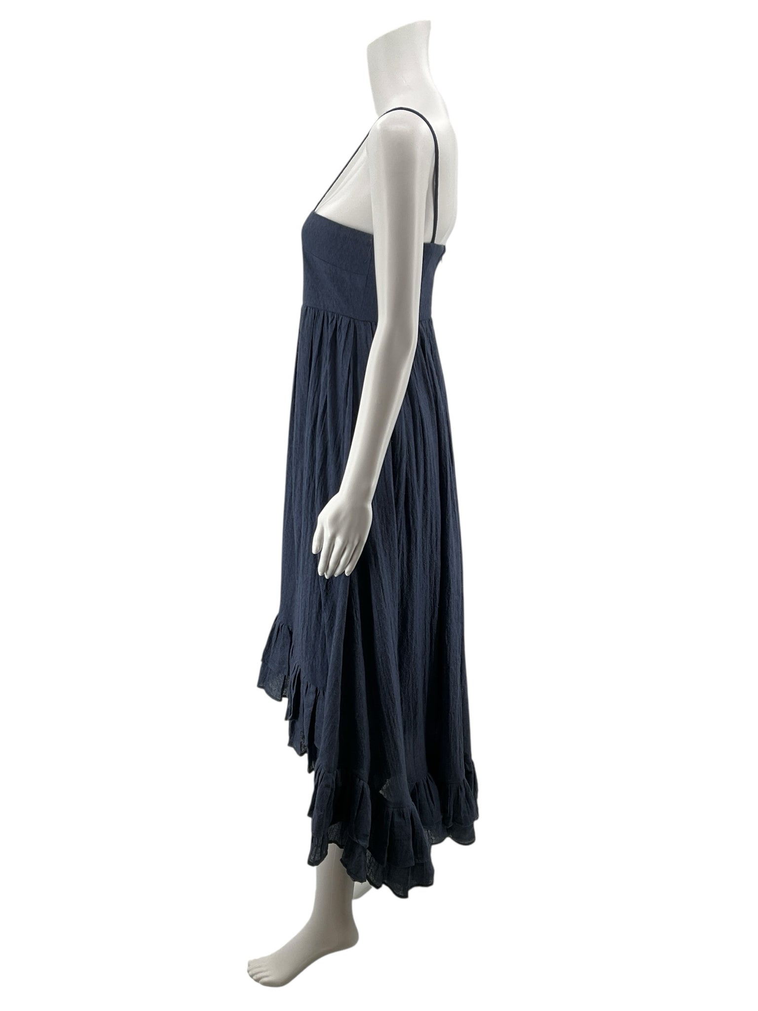 Kleid For Her Navy Blue Tiered Ruffle Midi Dress Size XS