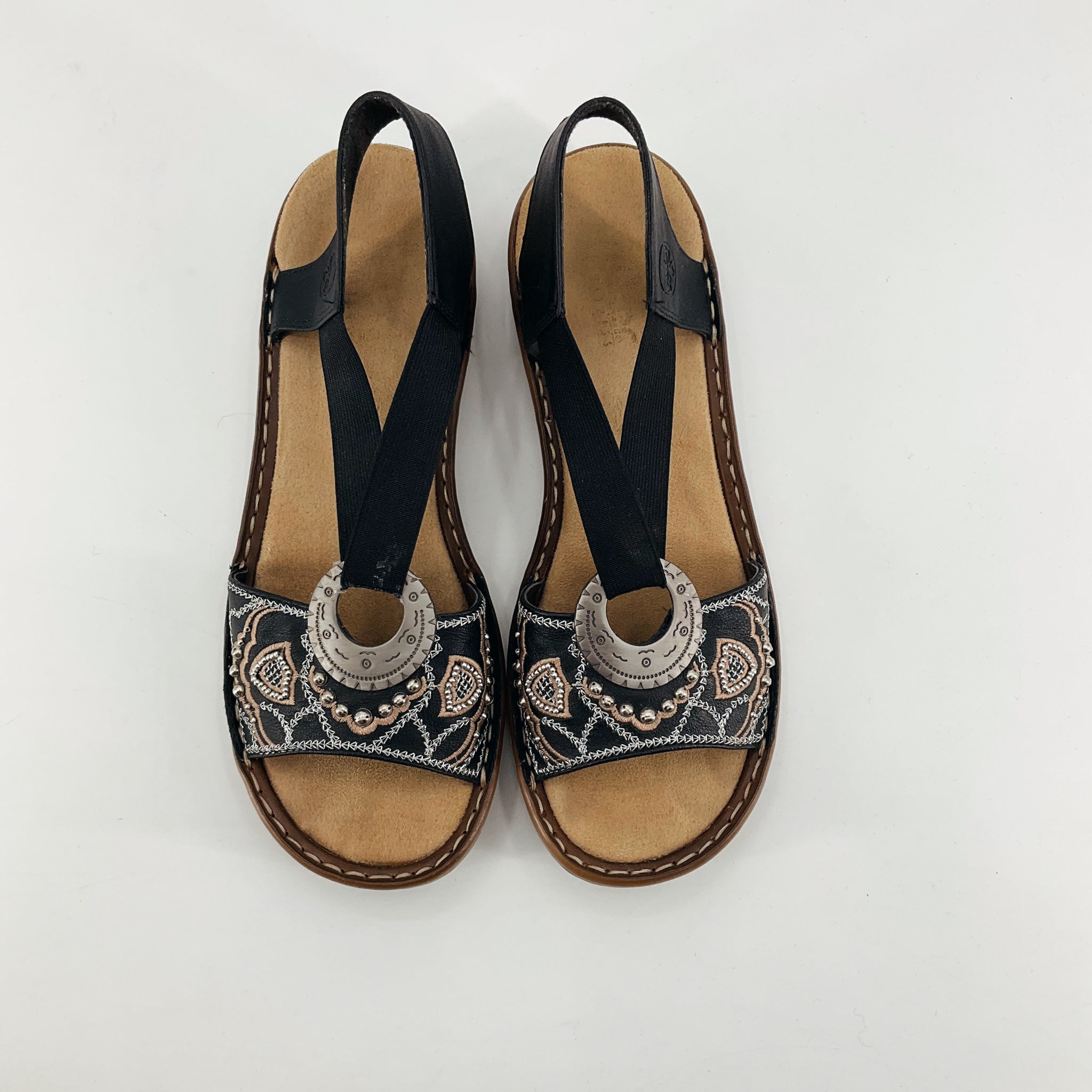 TrueSoul Embroidered Paisley Concho Slingback Sandals Womens Size 8 M