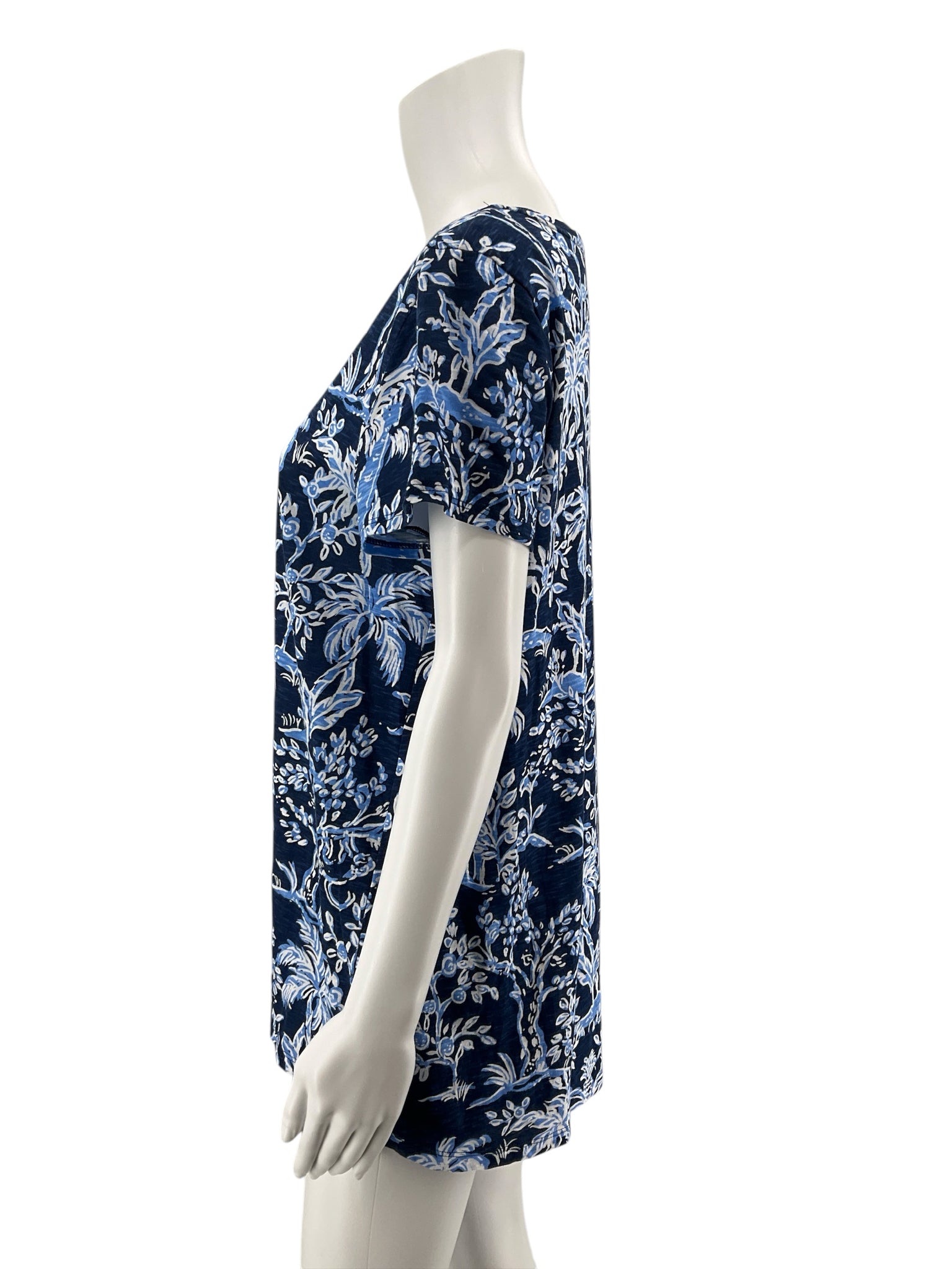 Lilly Pulitzer Etta Tee Casa Del Sol Print Blue White Giraffe Top Size Large