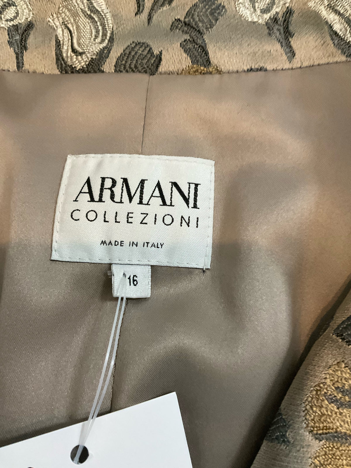 Armani Collezioni Vintage Metallic Floral Jacquard Blazer Made in Italy Size 16