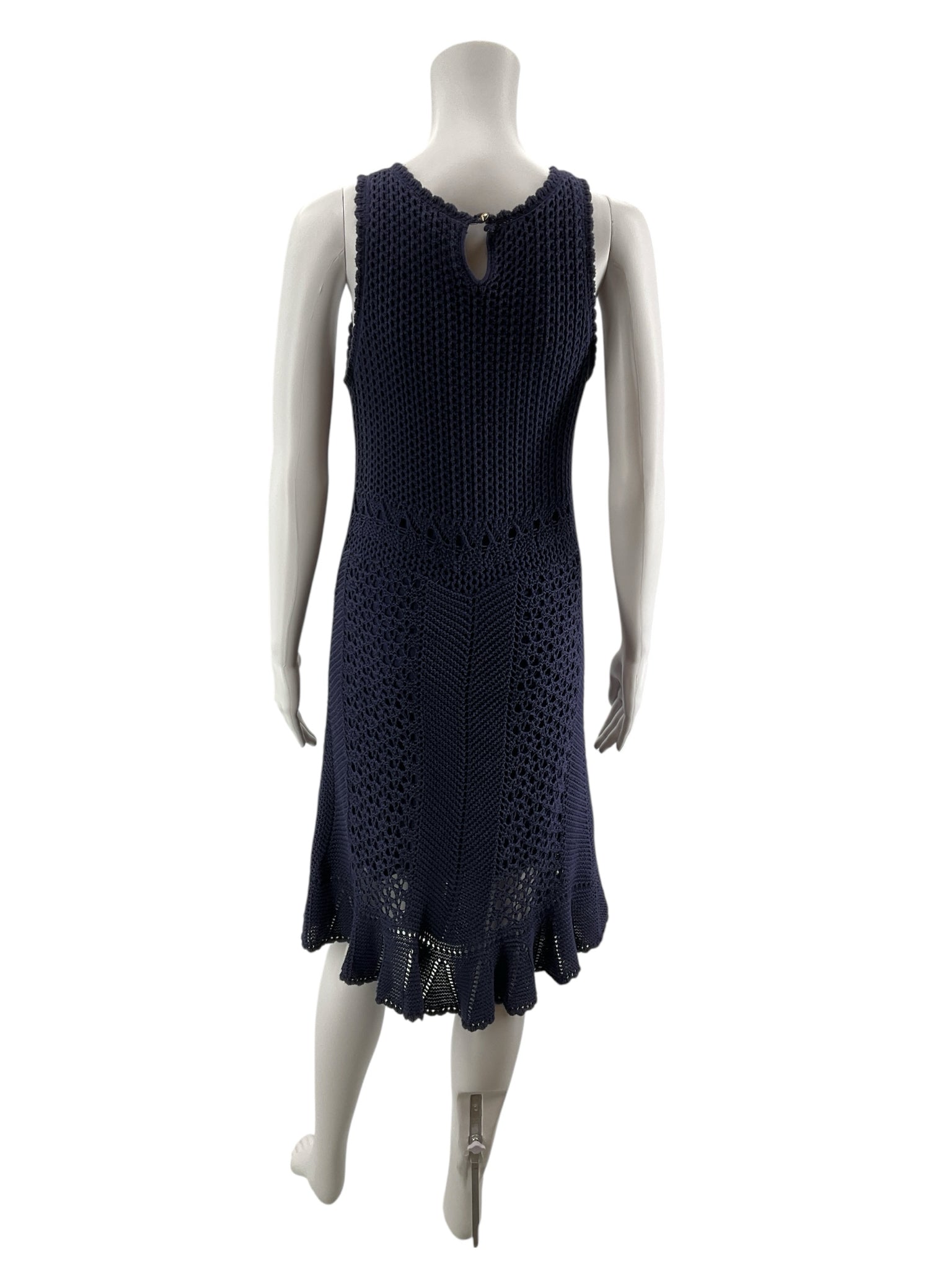 Lilly Pulitzer Talli Crochet Knit Midi Dress Navy Blue Size Medium