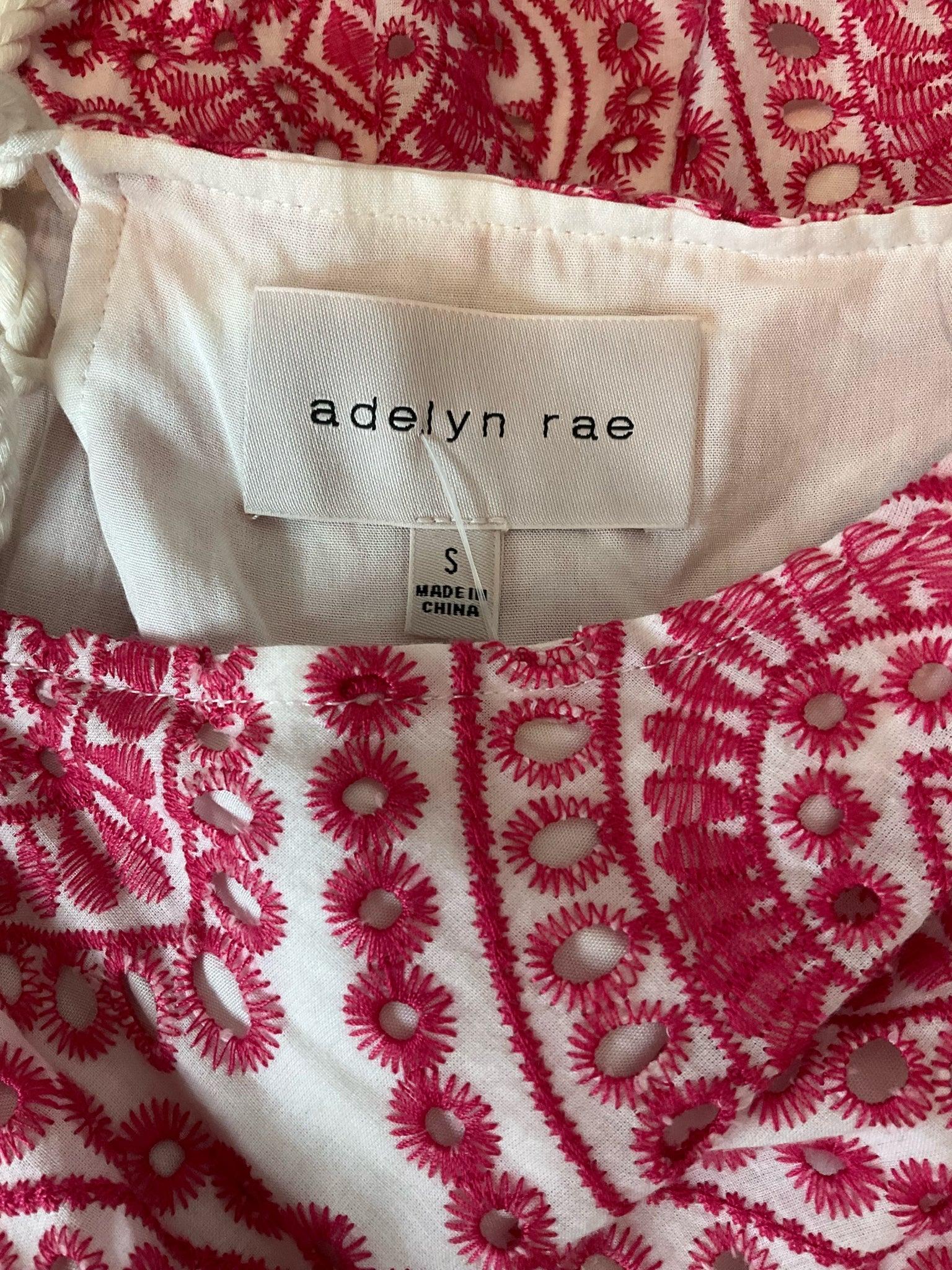 Adelyn Rae white/pink Maxi Lola Halter Eyelet Dress White Pink Size Small - Size S