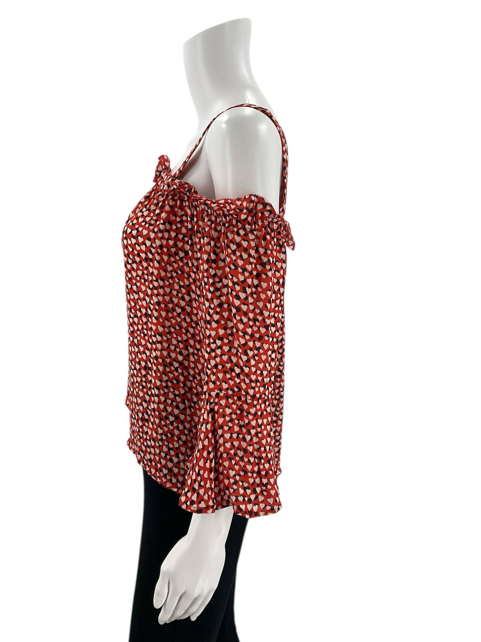 J Crew Orange/Navy/Cream Hearts Pre-Owned Ladies Top - Size 8 Petite - Margaret’s Fine Consignment