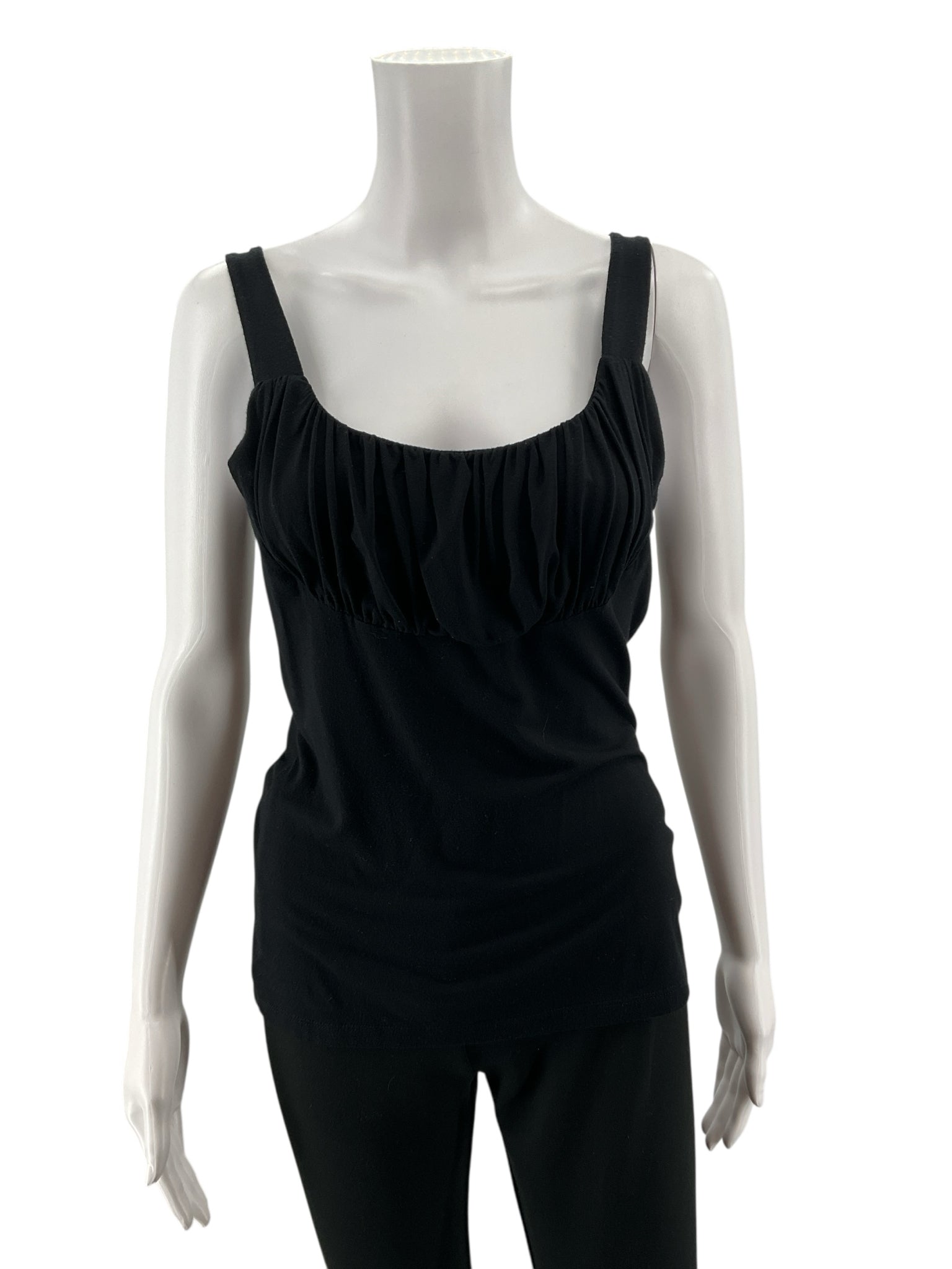 Karen Kane Ruched Bust Scoop Neck Tank Top Black XL Stretch USA Made