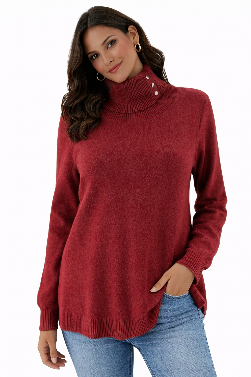 Calvin Klein - Burgundy Solid Pre-Owned Ladies Casual Top - Size M