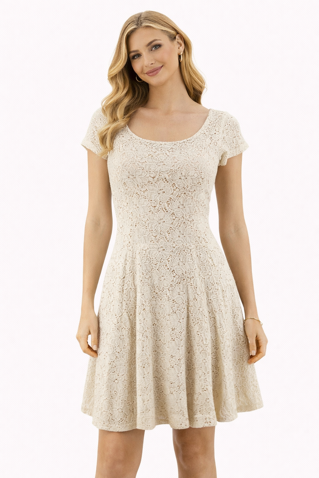 Maeve Cream Lace Pre-Owned Ladies Dress - Size Medium