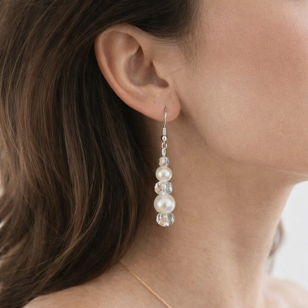 White/Clear Stone Ladies Pre-Owned Dangle Earrings - Margaret’s Fine Consignment