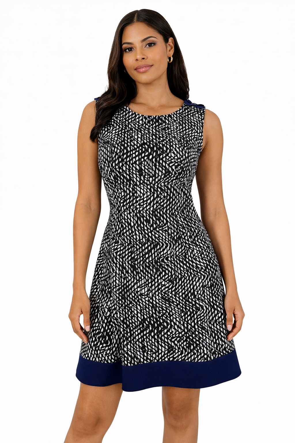 Alyx White/Black Print Pre-Owned Ladies Dress - Size 16 Petite