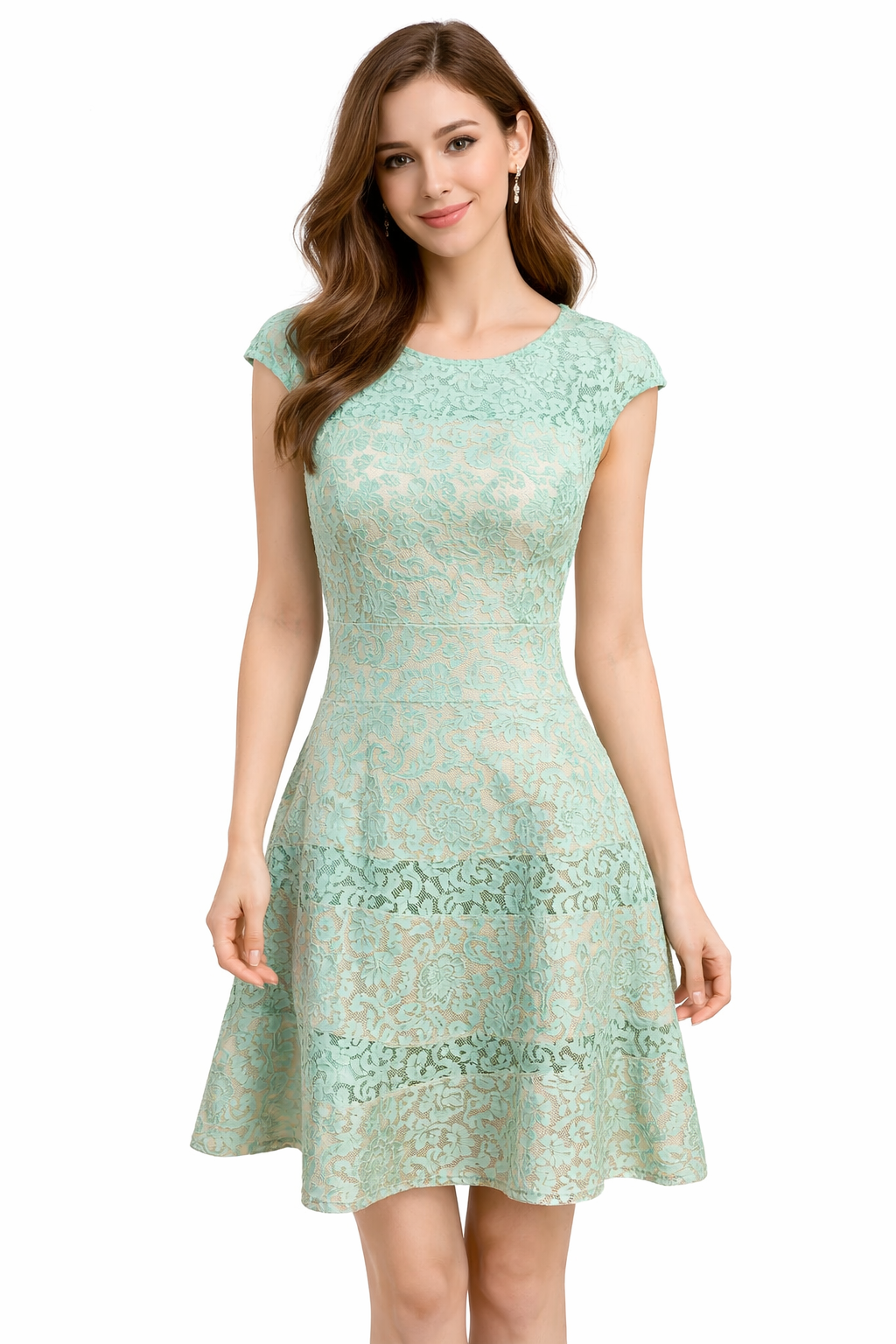 Kay Unger Aqua Lace Pre-Owned Ladies Dress - Size 10