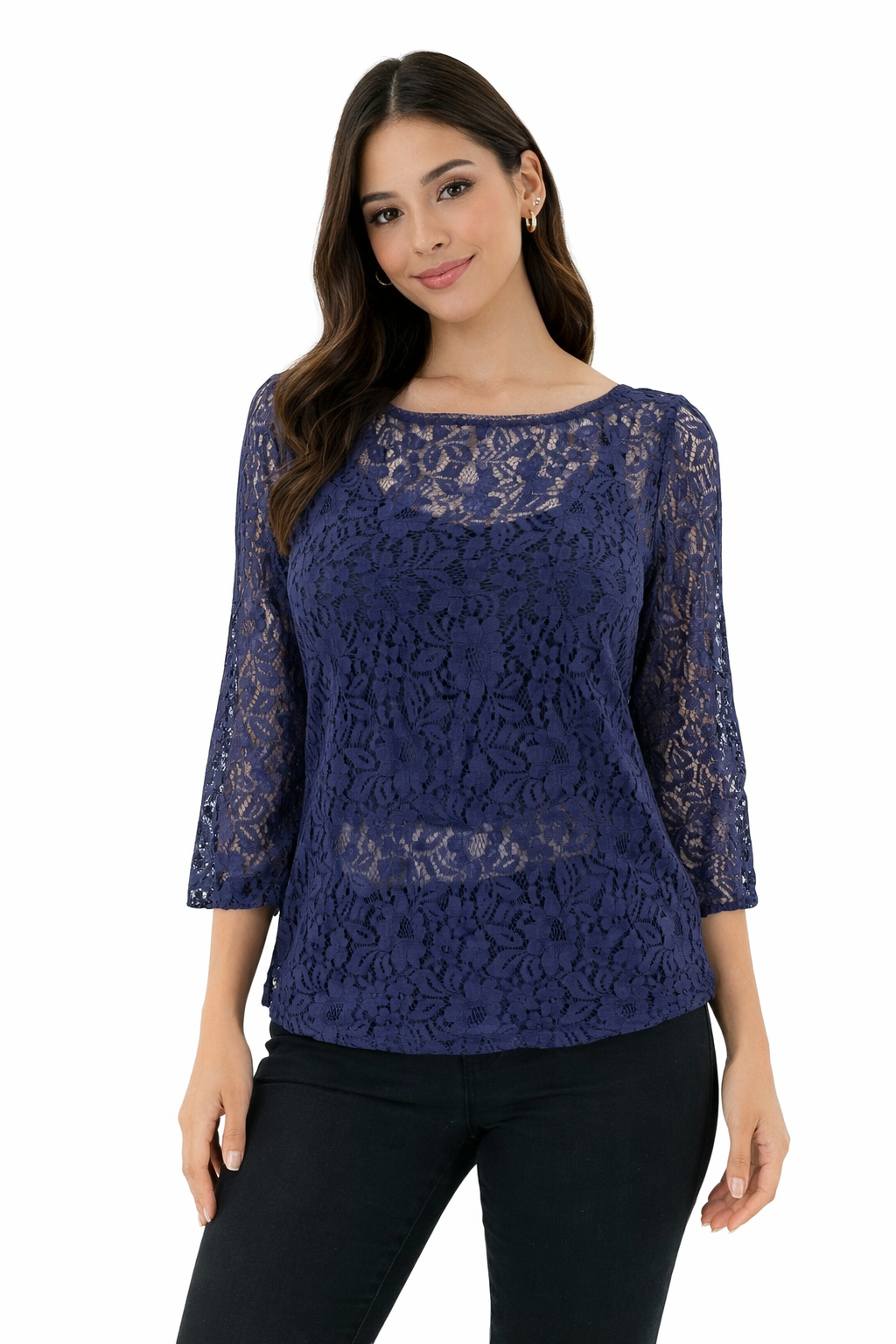 Loft Blue Lace Pre-Owned Ladies Top - Size Medium