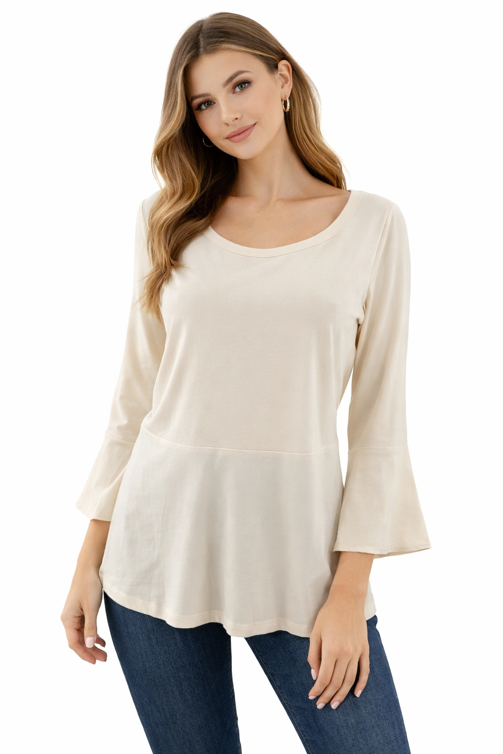 Issac Mizrahi Cream Solid Pre-Owned Ladies Top - Size Small