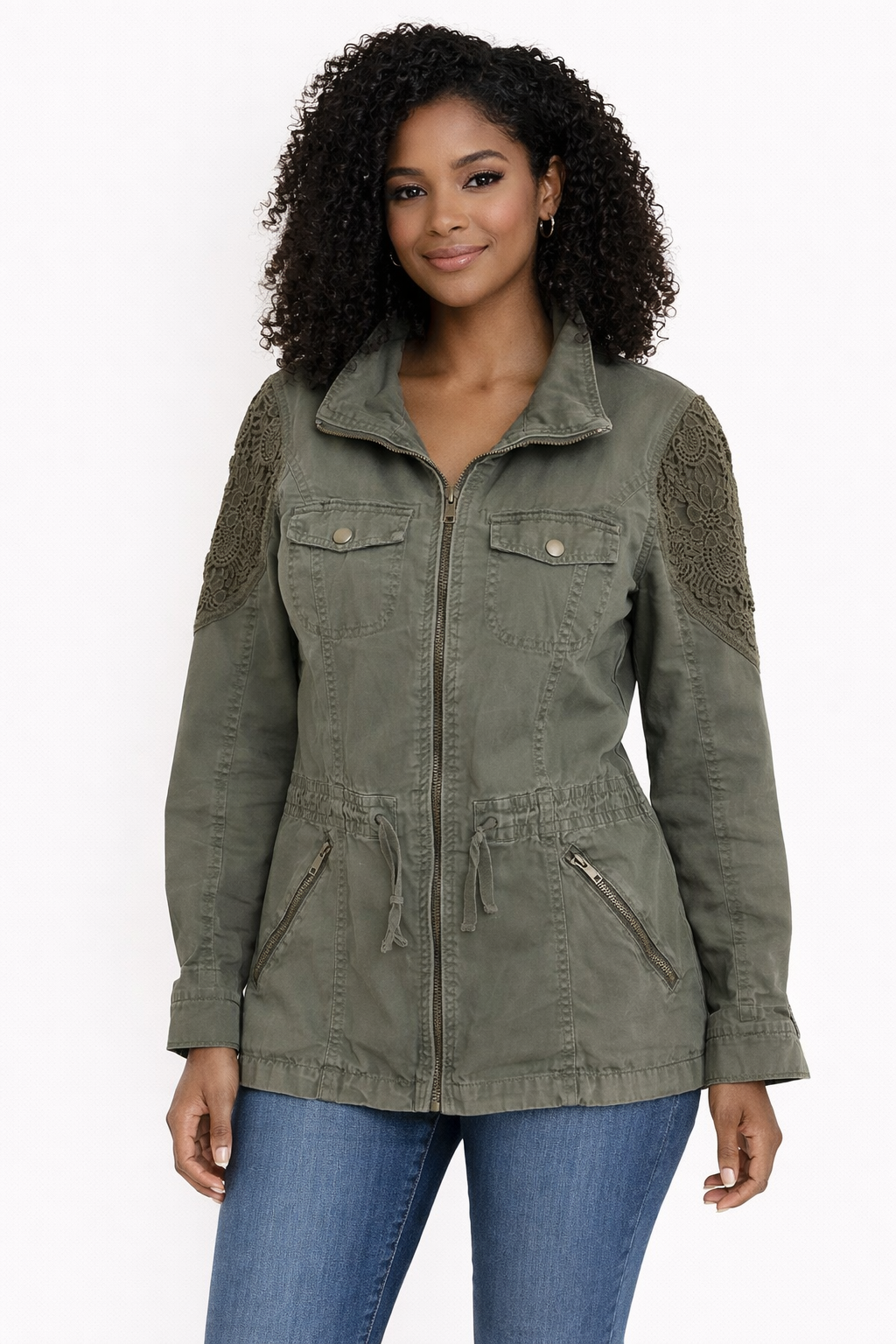 Love Tree Olive Lace Pre-Owned Ladies Jacket -Size Large - Margaret’s Fine Consignment