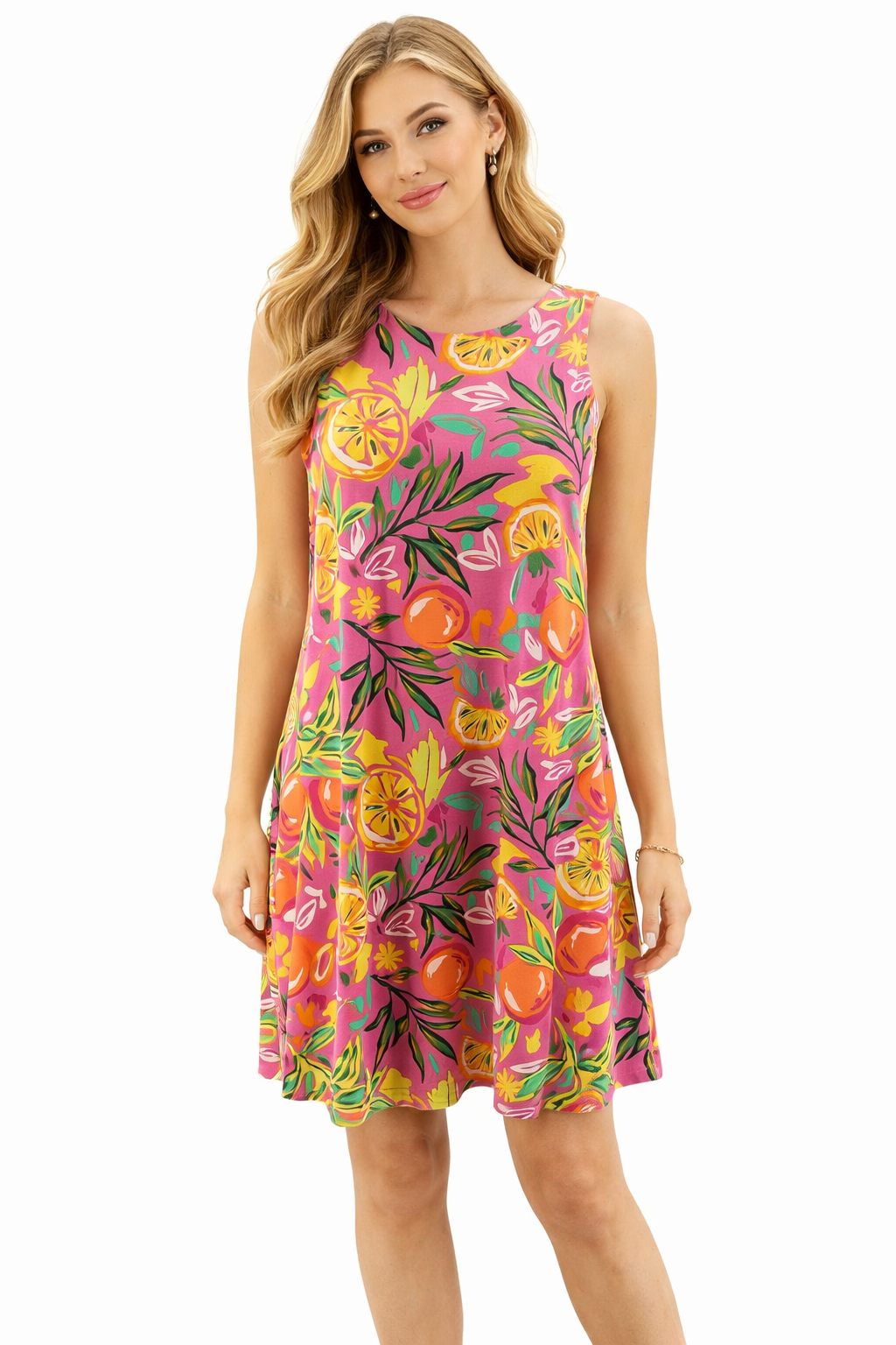 Cappagallo Pink/Green/Orange Fruit Pre-Owned Ladies Dress - Size XS - Margaret’s Fine Consignment