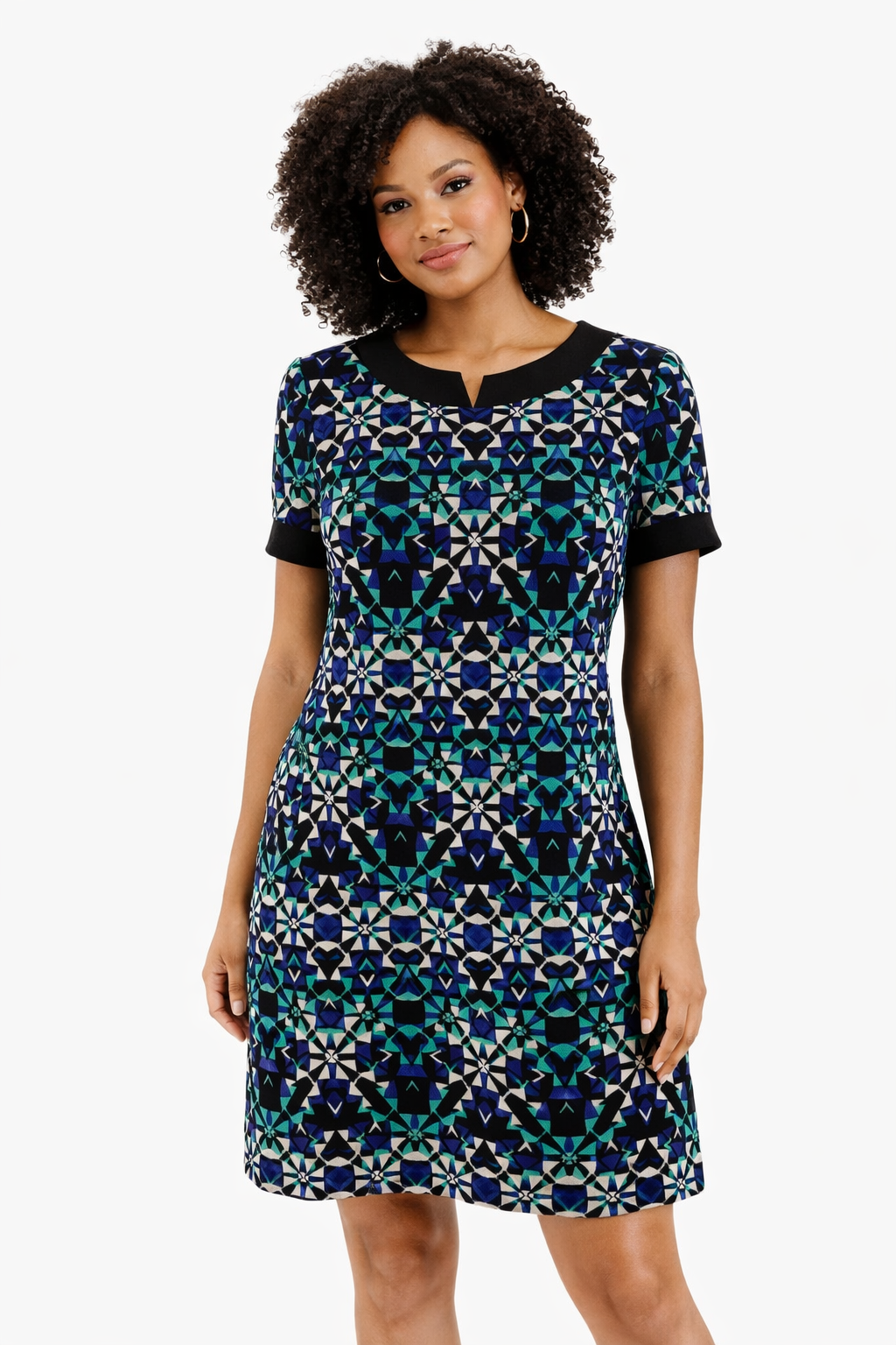 Maggy LondonTeal/Blue/Black Print Pre-Owned Ladies Dress - Size 4