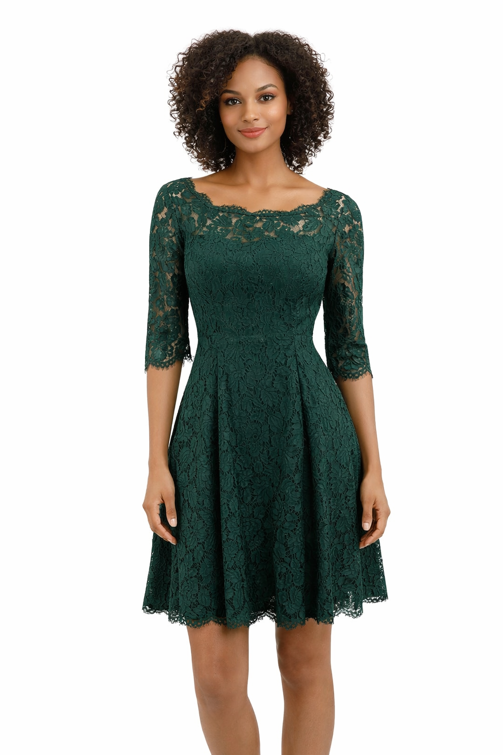 Eliza J Emerald Lace Pre-Owned Ladies Dress - Size 6