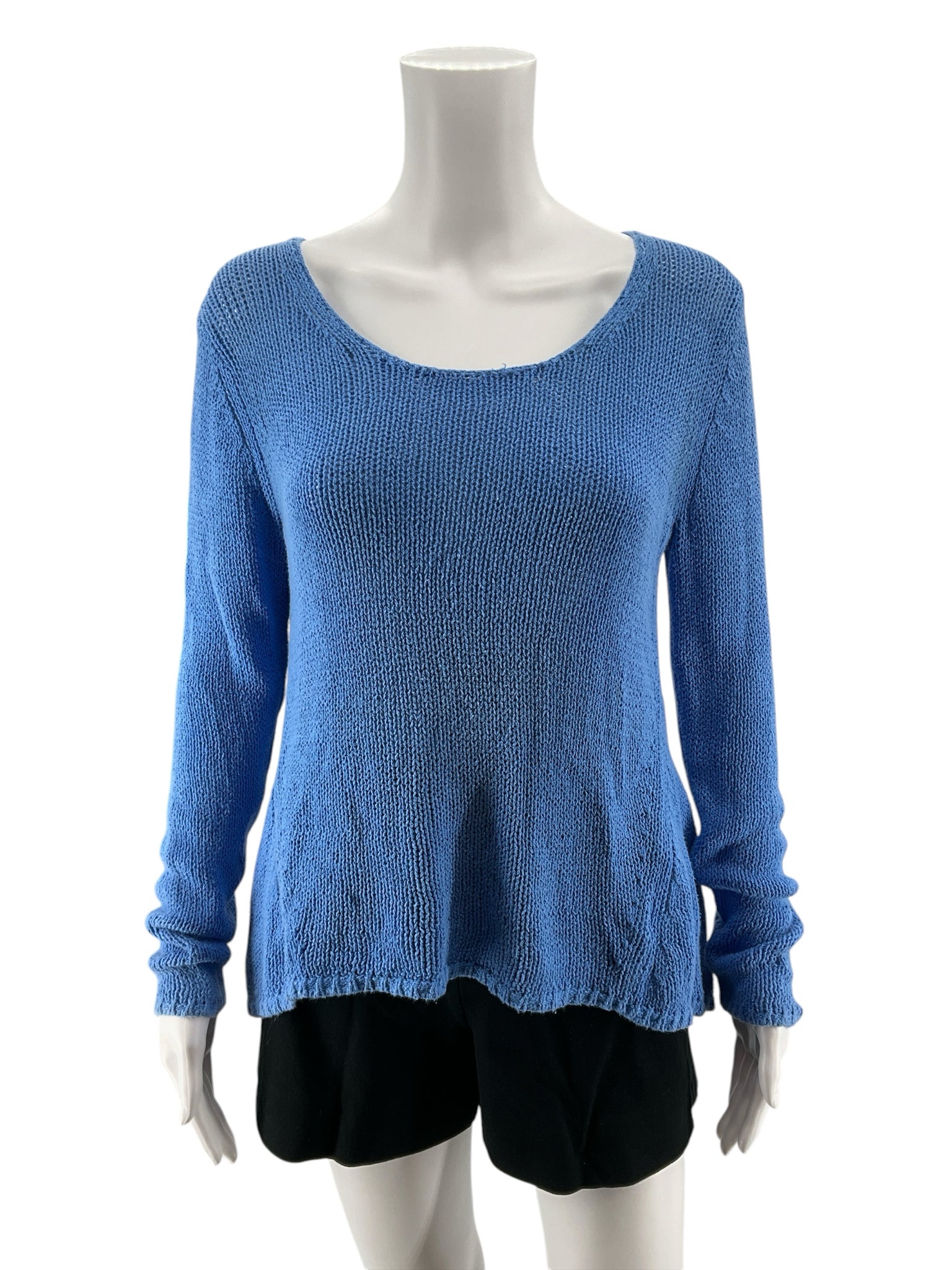 Lilly Pulitzer Melody Sweater Blue Cotton Scoop Neck Pullover Size Medium