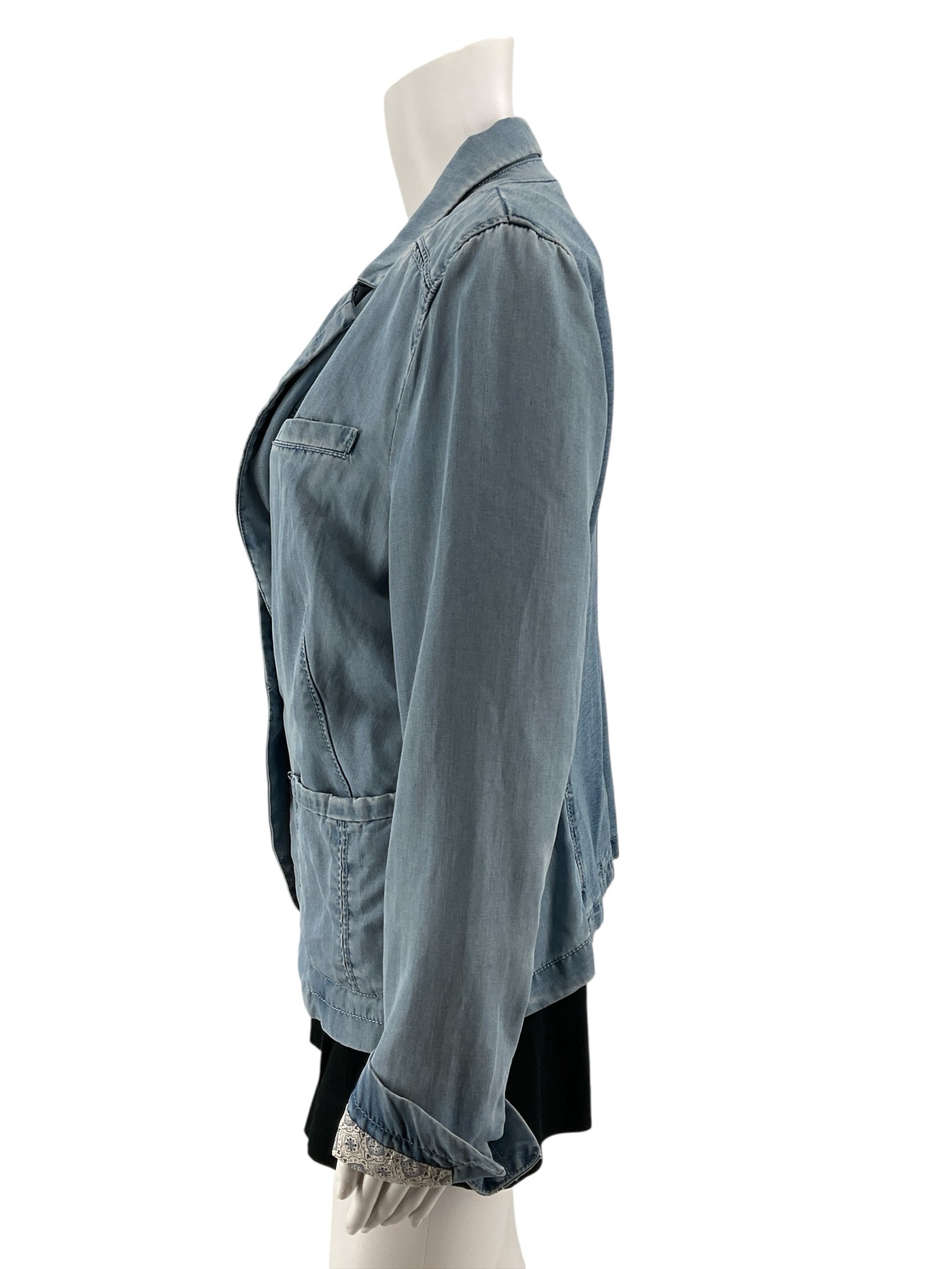 Pilcro and the Letterpress Chambray Mixed-Media Blazer Jacket Size Medium
