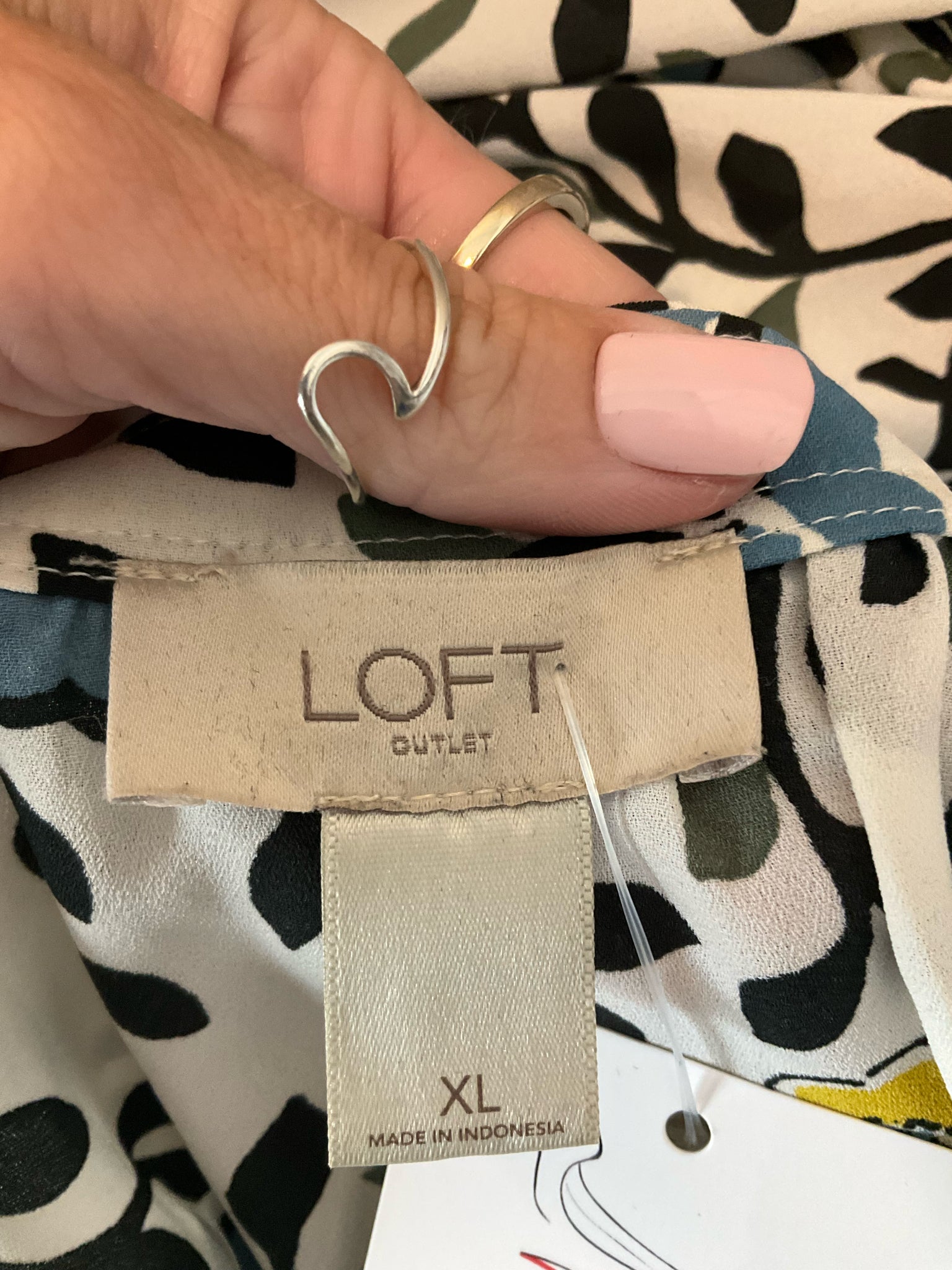 LOFT Outlet Floral Boatneck Blouson Sleeve Blouse | Size XL