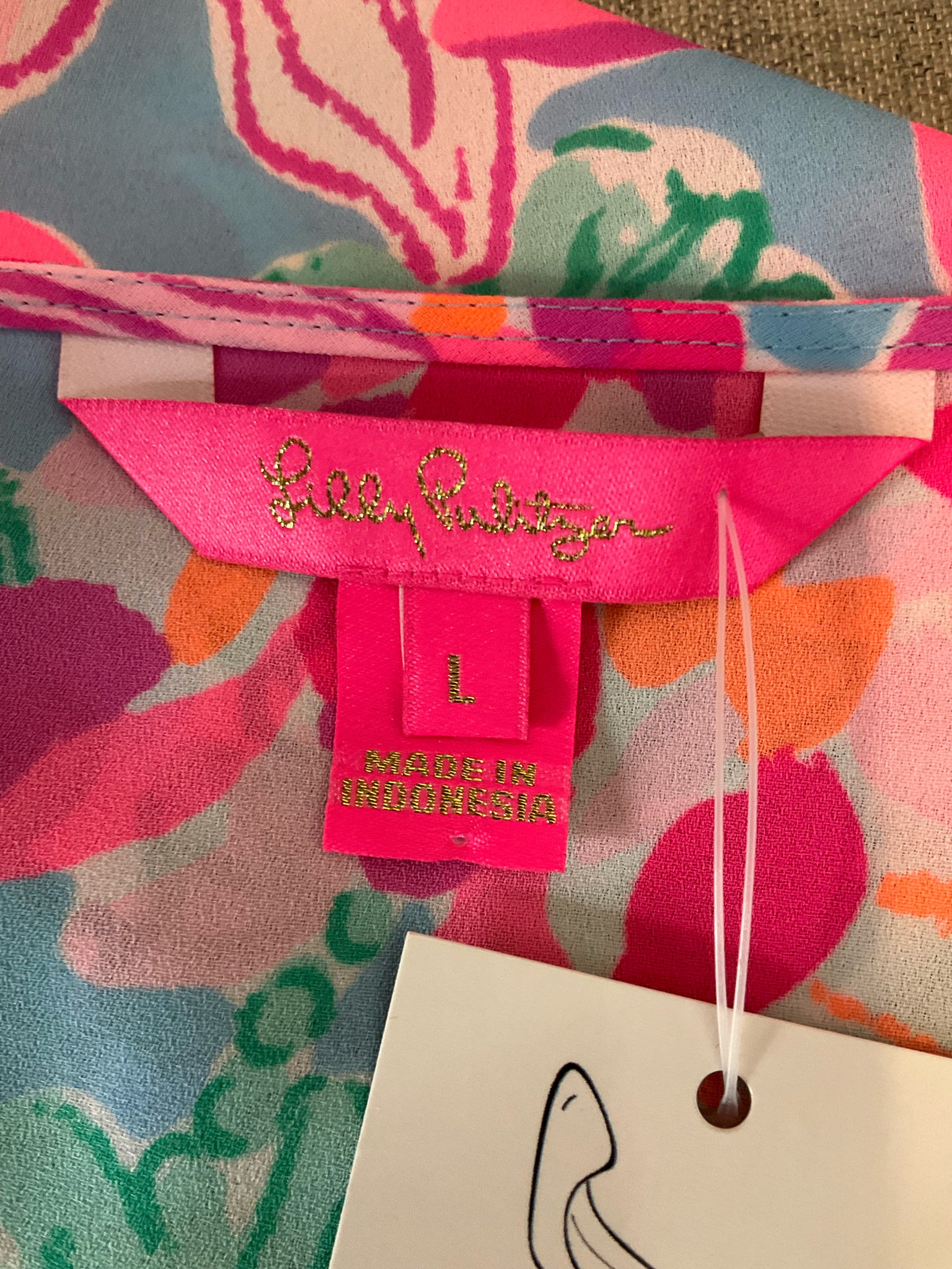 Lilly Pulitzer Katrina Tunic Top Floral Print Pink Blue Size Large