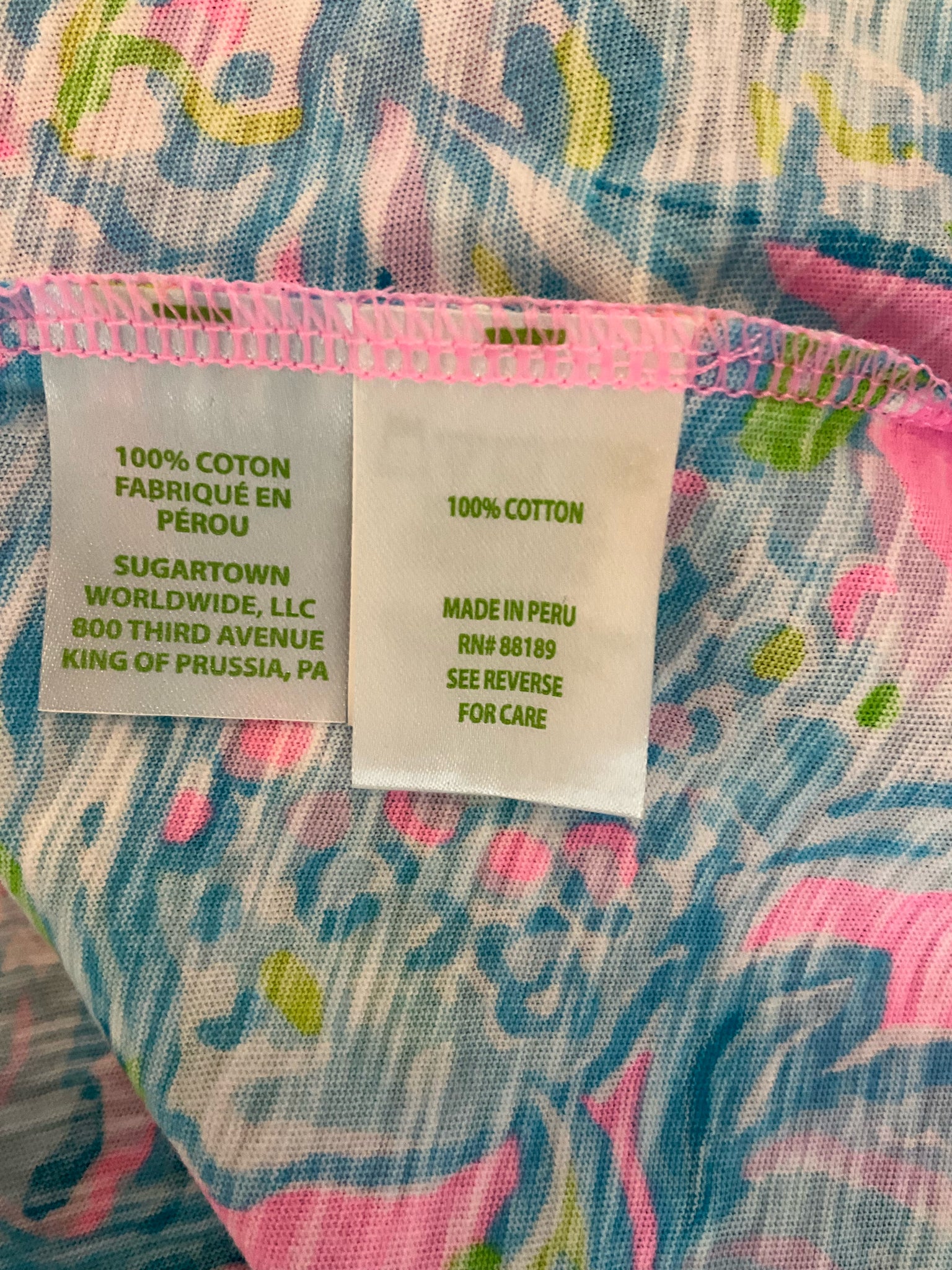 Lilly Pulitzer Etta V-Neck T-Shirt Top Multi It Was All A Dream Floral Size Large