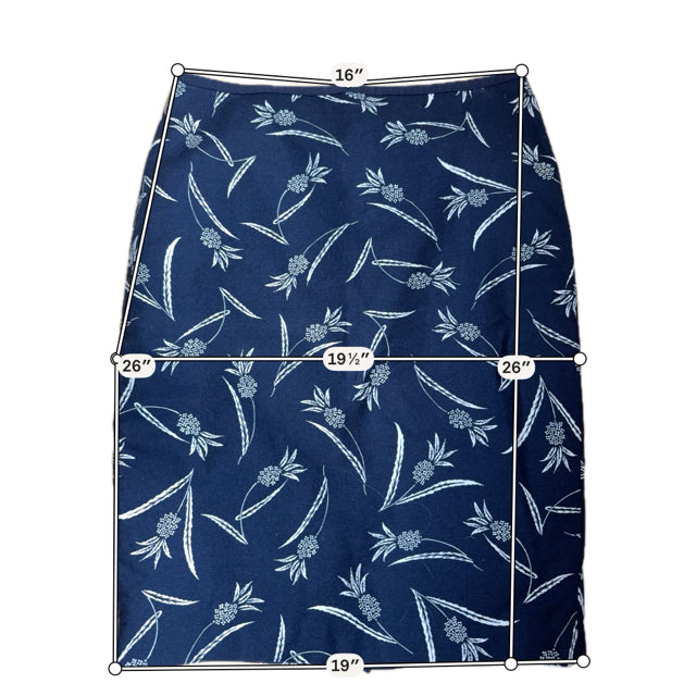 Ann Taylor navy/white Skirt Size 10 navy/white Floral Pre-Owned Ladies Skirt - Size 10