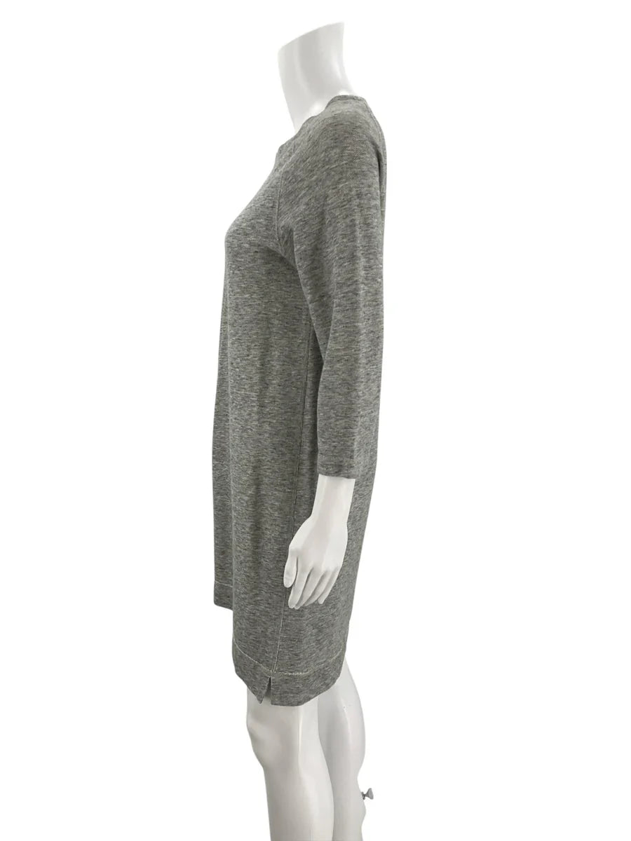 Gray heathered J.Crew pre-owned ladies dress in size XS, featuring a classic design and elegant silhouette.