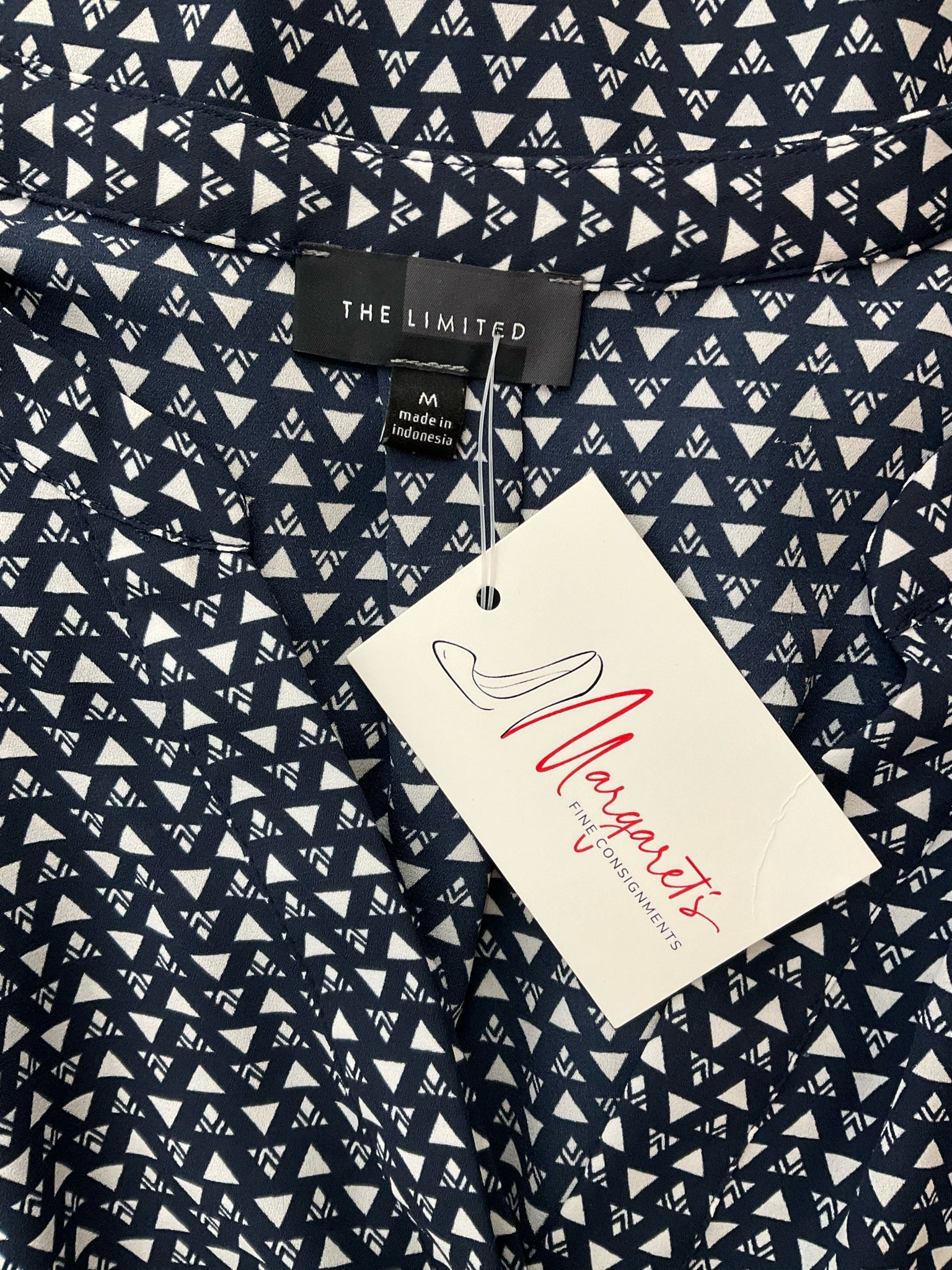 The Limited Navy/White Print Pre-Owned Ladies Top - Size Medium - Margaret’s Fine Consignment