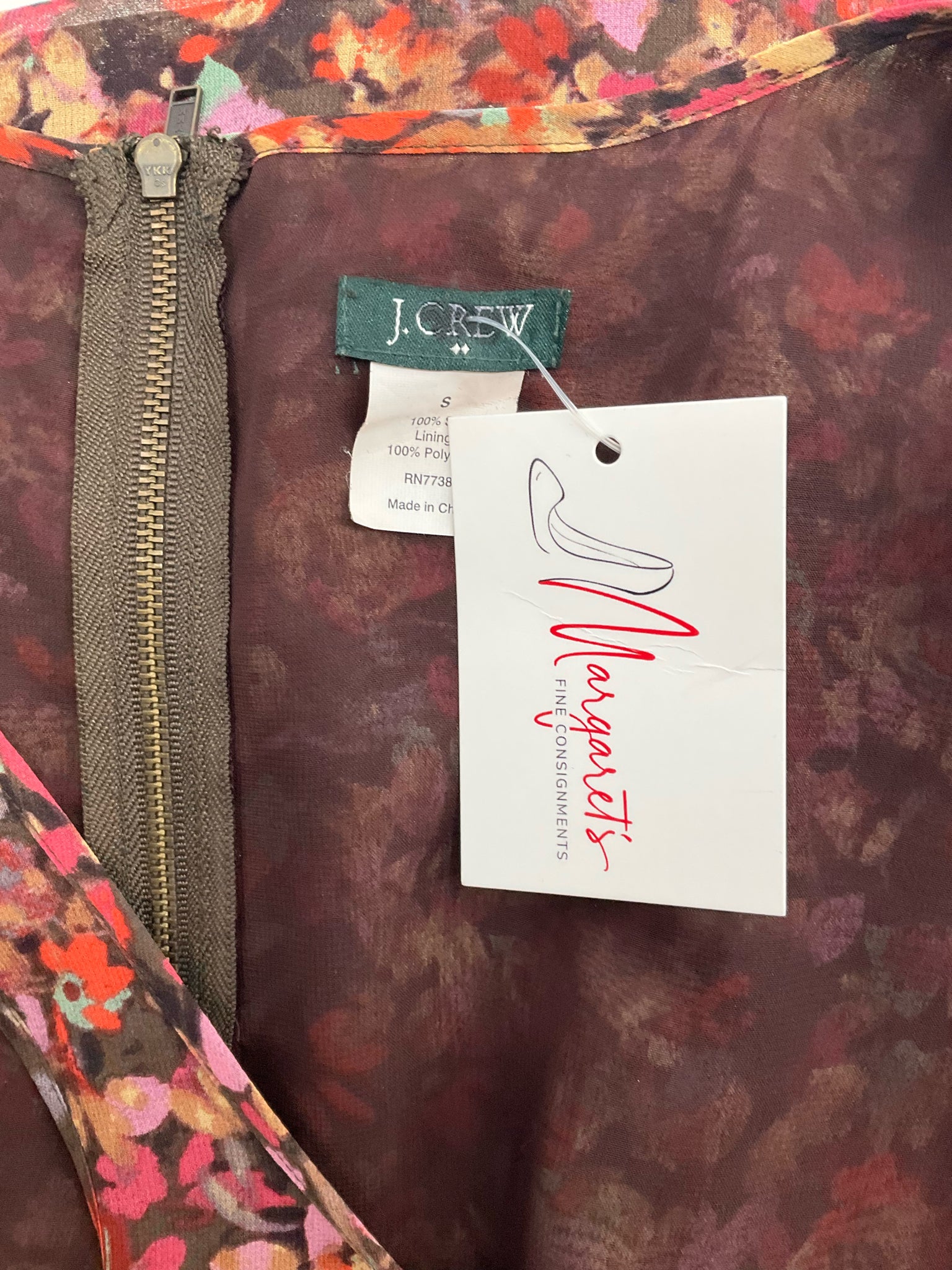 J Crew Brown/Multi Floral Top - Size Small