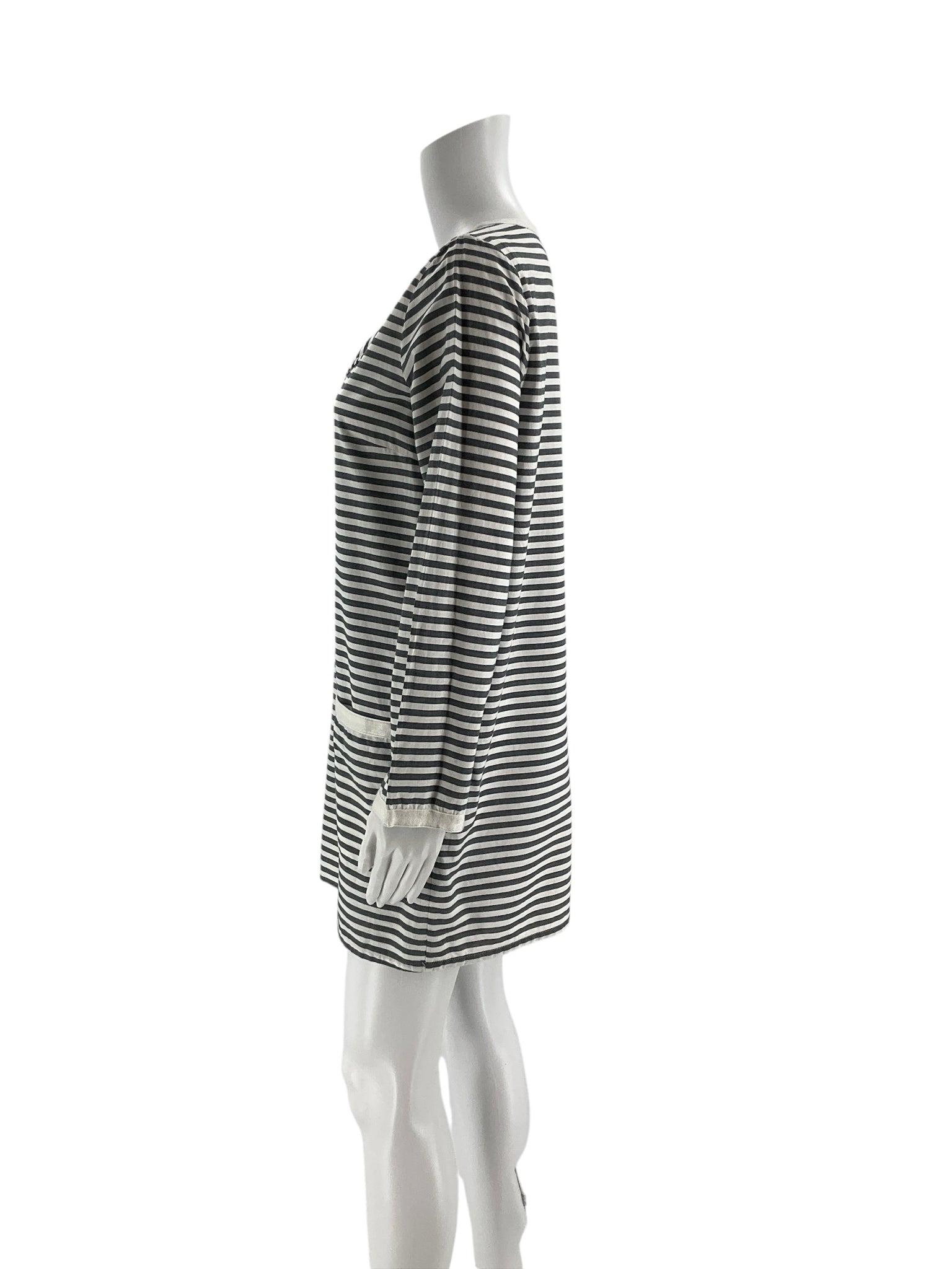 J Crew White/Gray Stripe Pre-Owned Ladies Dress - Size Small - Margaret’s Fine Consignment