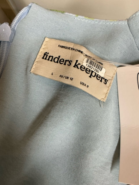 Finders Keepers Piazza Fruit Print Mini Dress Blue Multi Size 8