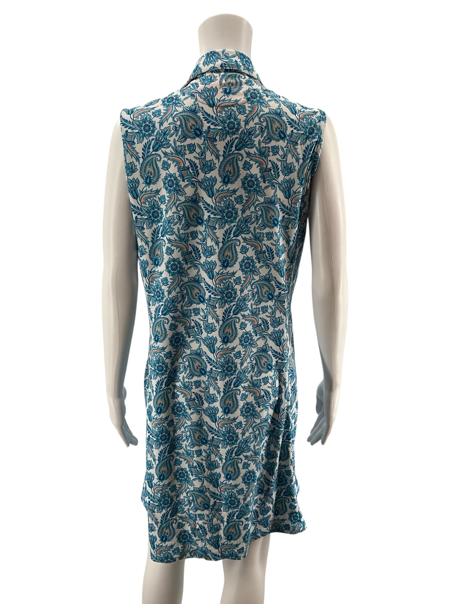 Bermuda Sands Floral Paisley Polo Golf Dress Sleeveless Quarter-Zip Size Medium