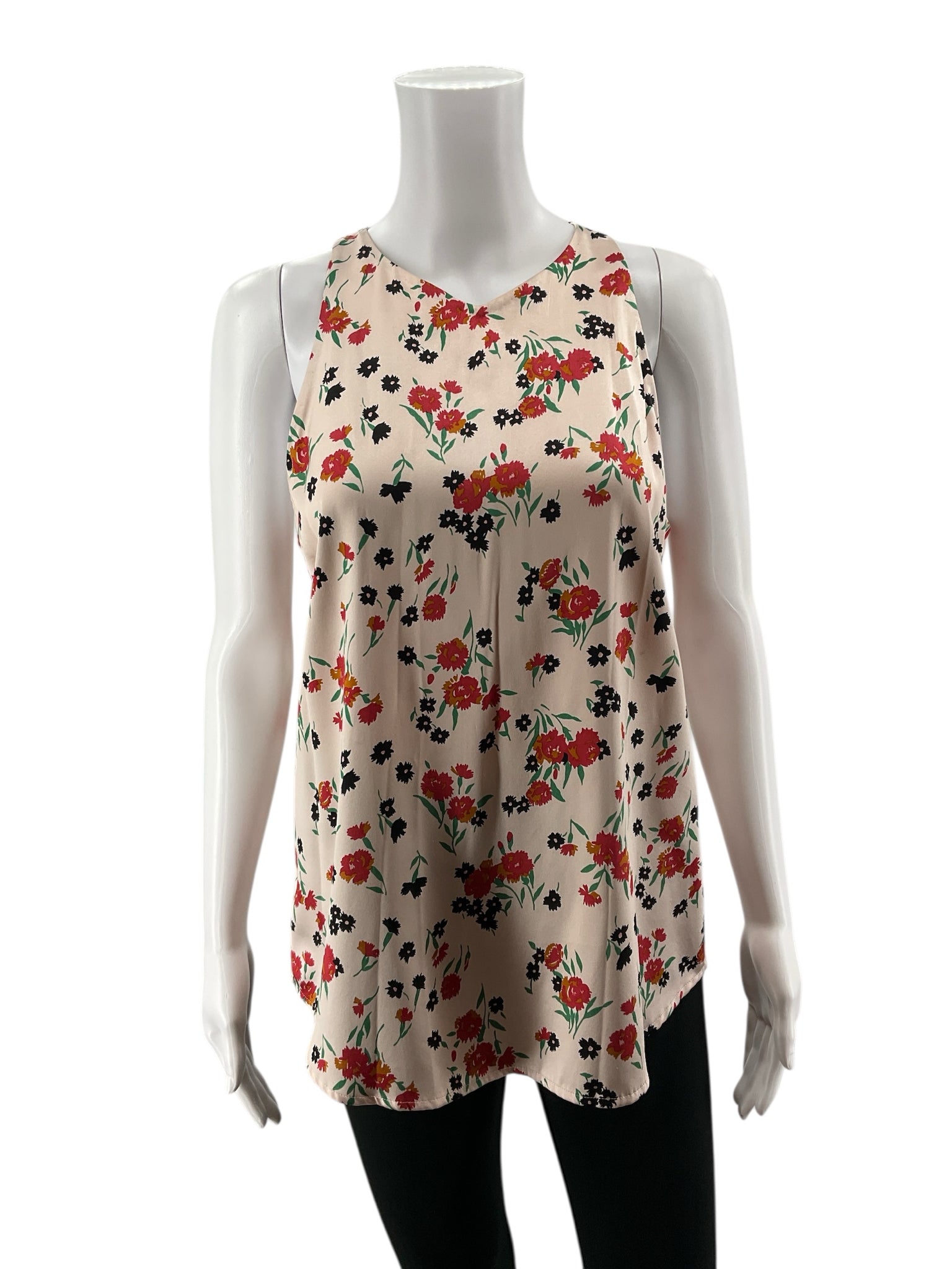 A.L.C. blush/red/black Sleeveless Kati Silk Floral Print Sleeveless Blouse Top Size 8 - Size 8