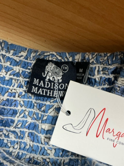 Madison Mathews Size Medium Blue/White Floral Pre-Owned Ladies Skirt
