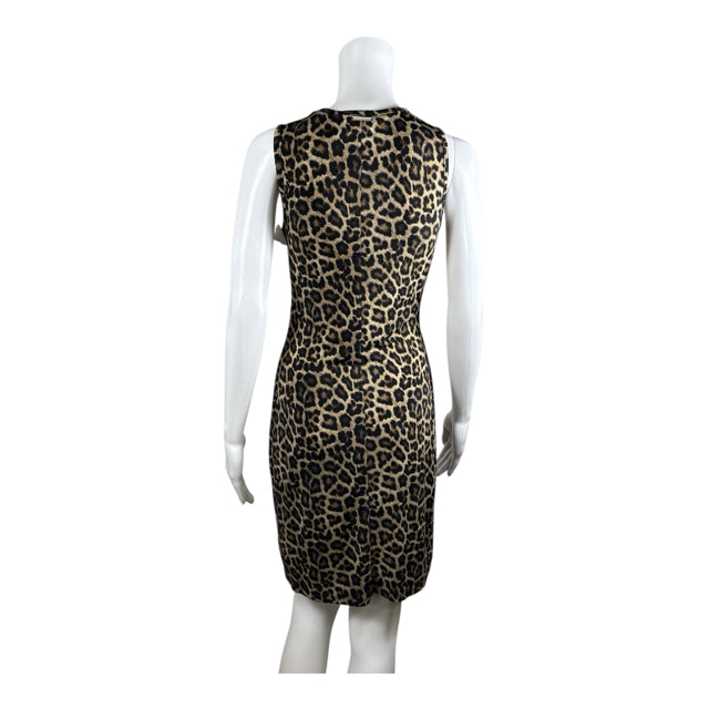 Michael Kors XS Black & Brown Animal Print Sleeveless Dress