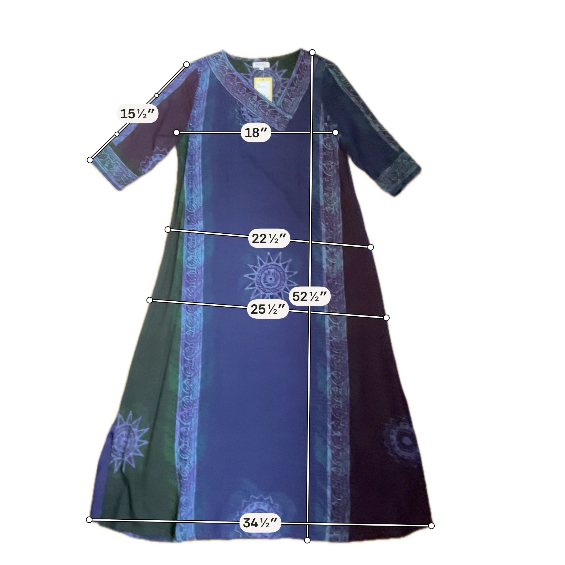 Novica purple/green/blue Maxi Artisan Batik Print Rayon Maxi Dress Purple Green Blue Size Medium - Size M