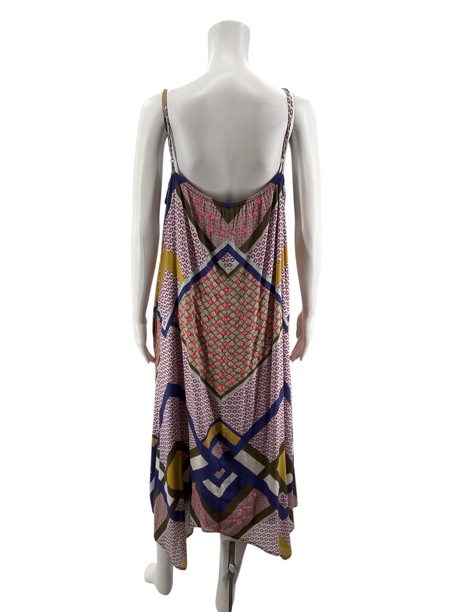 Sundance Multi Color Maxi Calista Patchwork Print Bohemian Midi Dress Size Medium - Size M