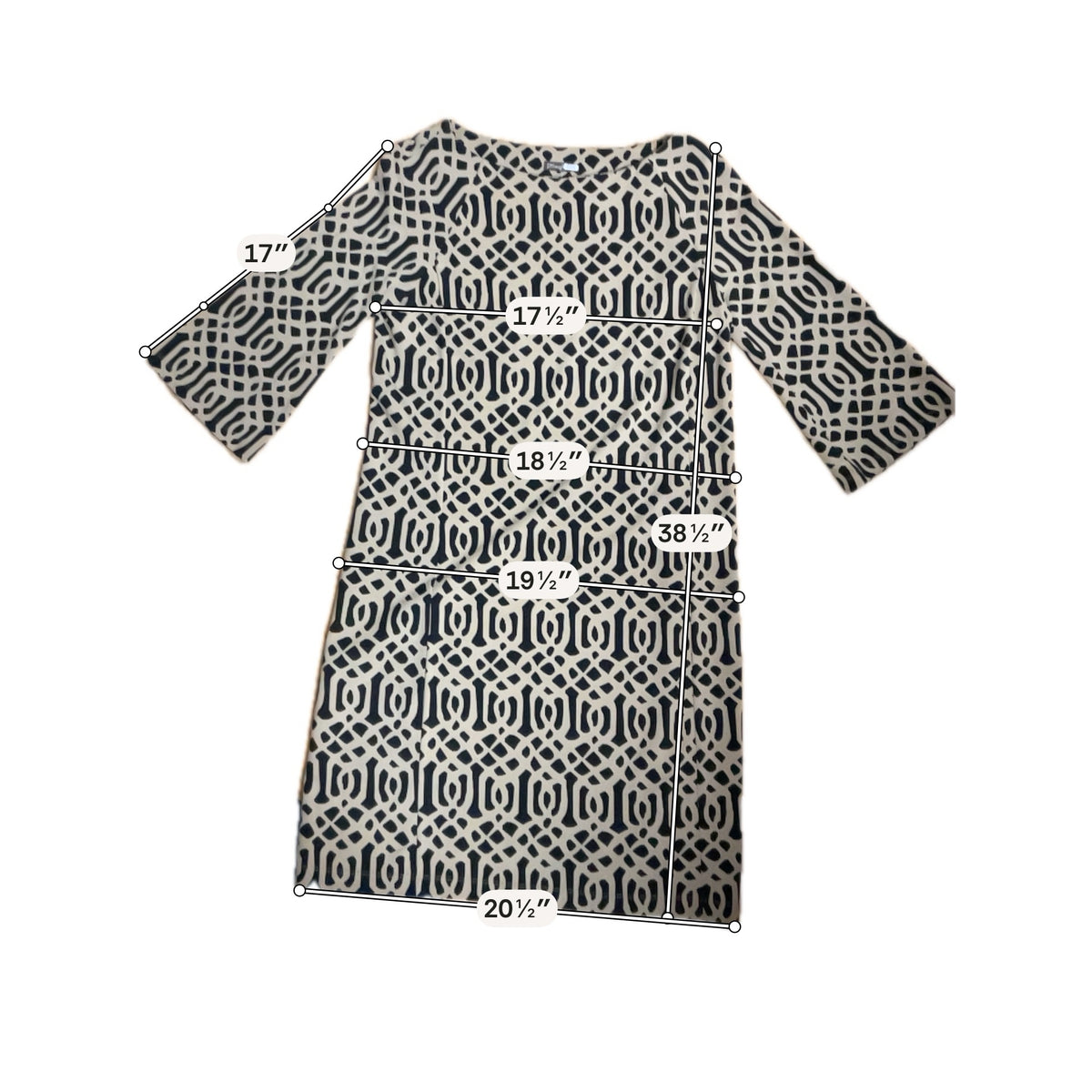 J. McLaughlin Margaret 3/4 Sleeve Geometric Dress - Camel, Black - Size Small - ONLINE ONLY