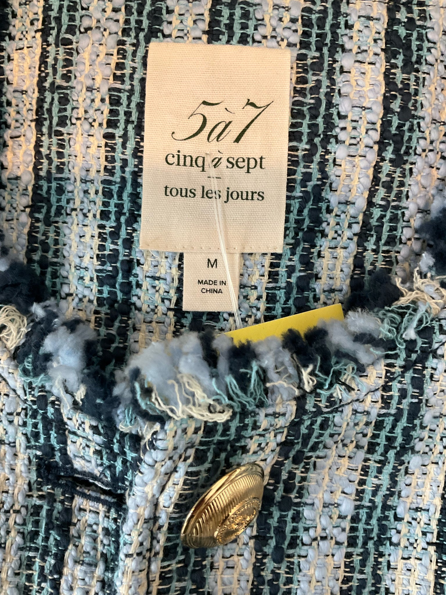 Cinq à Sept Elara Striped Tweed Vest with Frayed Hem Size 4