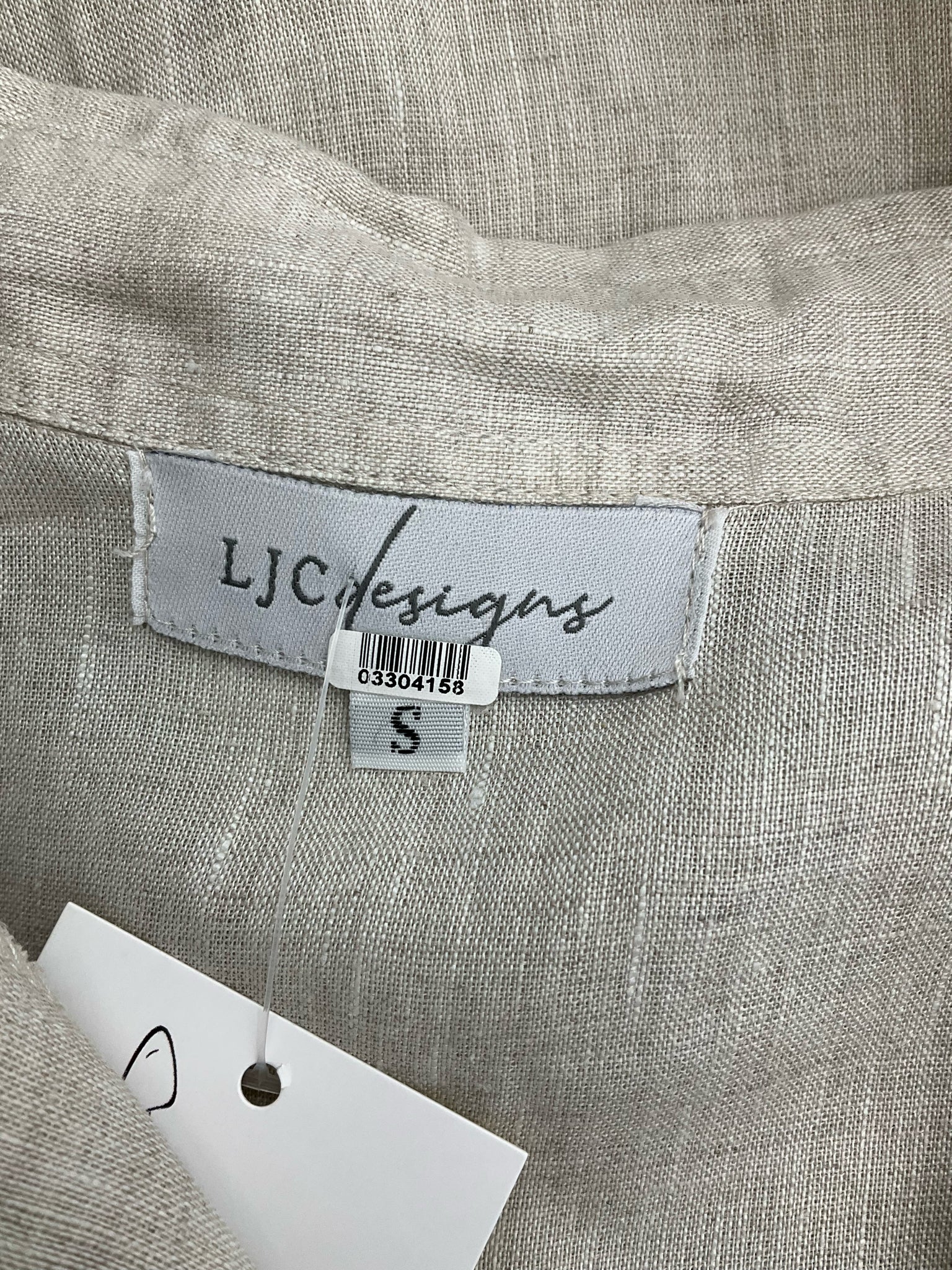 LJC Designs Beige Linen Tiered Long Sleeve Midi Dress Size Small