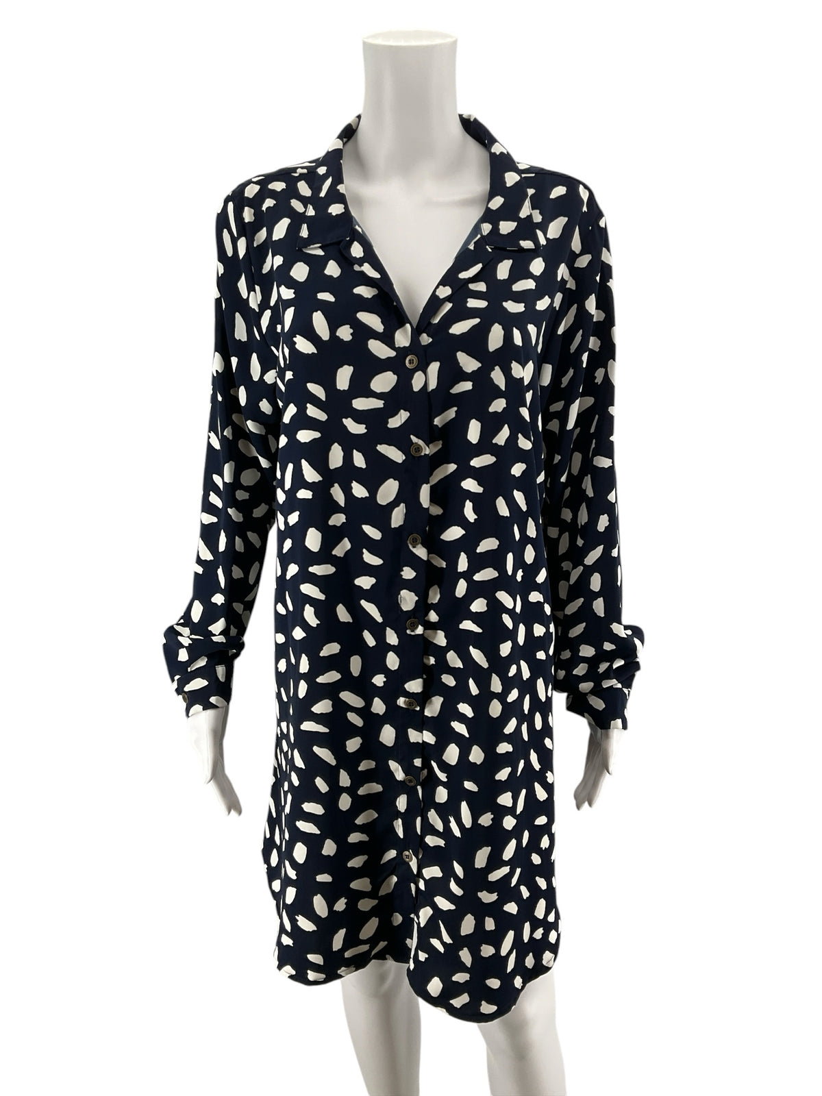 Umgee USA Navy & White Confetti Dot Tunic Shirt Dress Size Large
