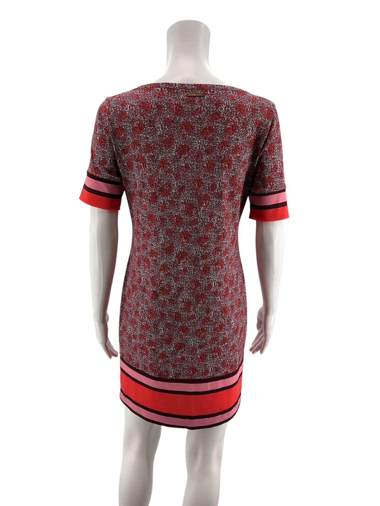 MK Floral Mosaic & Stripe Border Shift Dress PS (Petite Small)