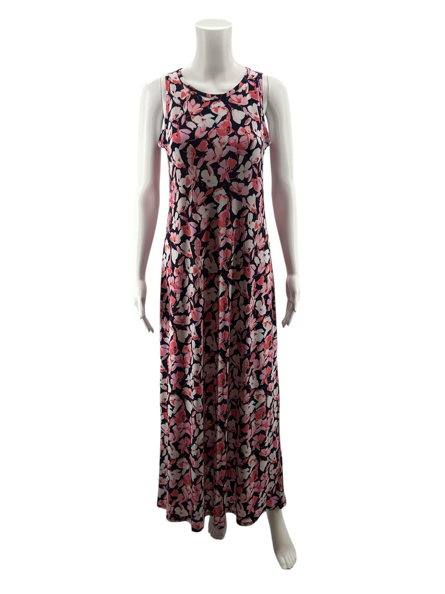 Vince Camuto Navy & Pink Floral Sleeveless Midi Dress | Size XS