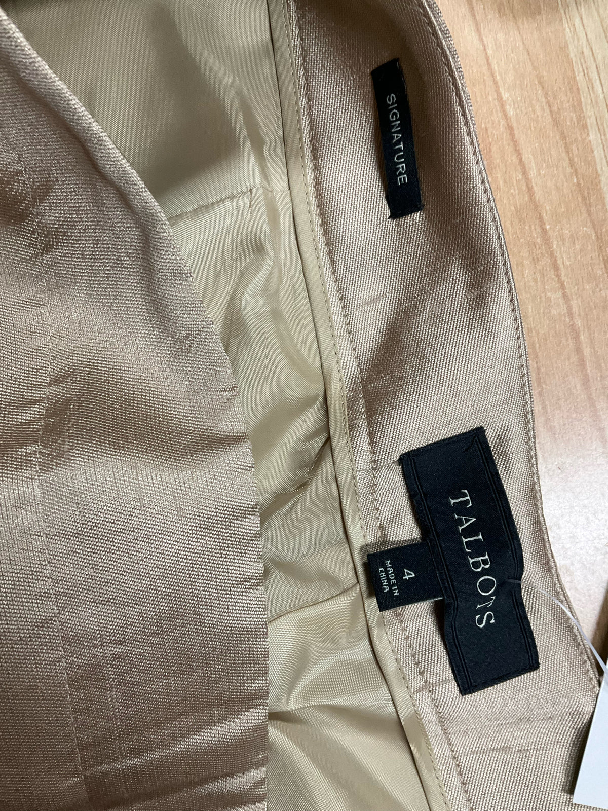 Talbots Signature Size 4 Tan Silk Wool Blend Flat Front Dress Pants - ONLINE ONLY