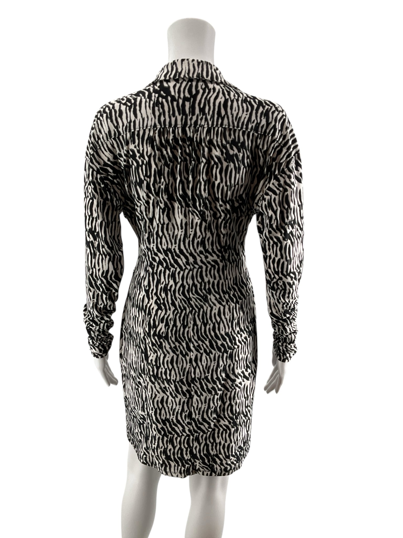 I·N·C International Concepts Zebra Print Ruched Shirt Dress Size Small