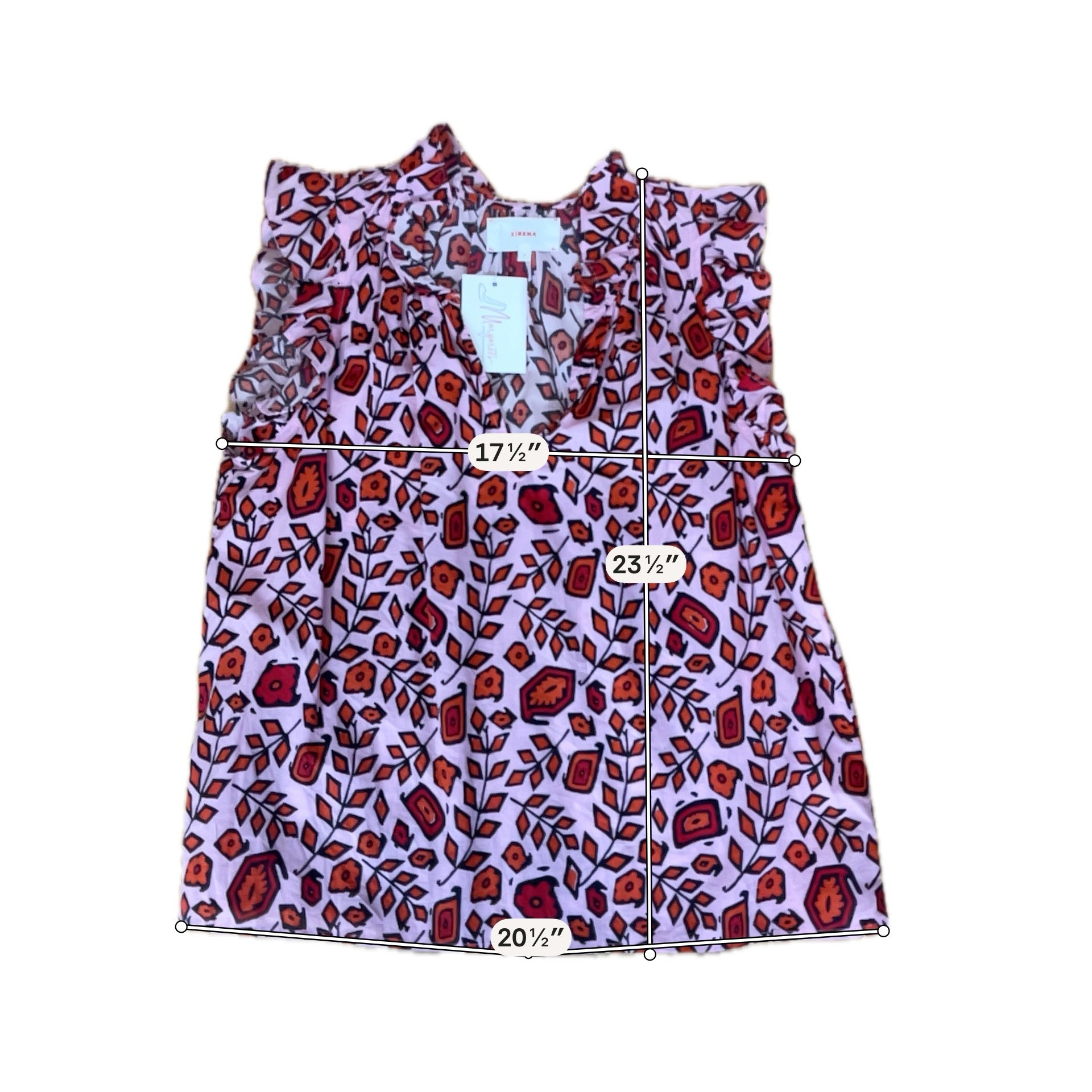 Xirena Beau Floral Ruffle V-Neck Sleeveless Top Size Small