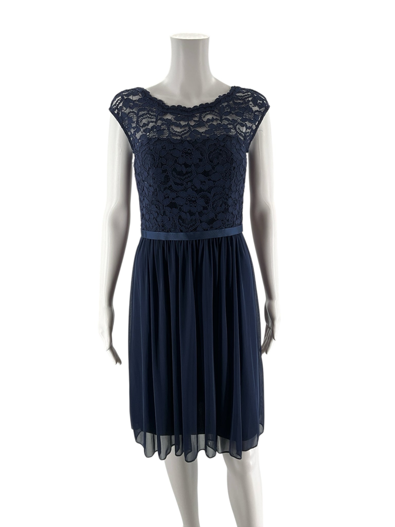 Davids Bridal Navy Lace Pre-Owned Ladies Dress- Size 4