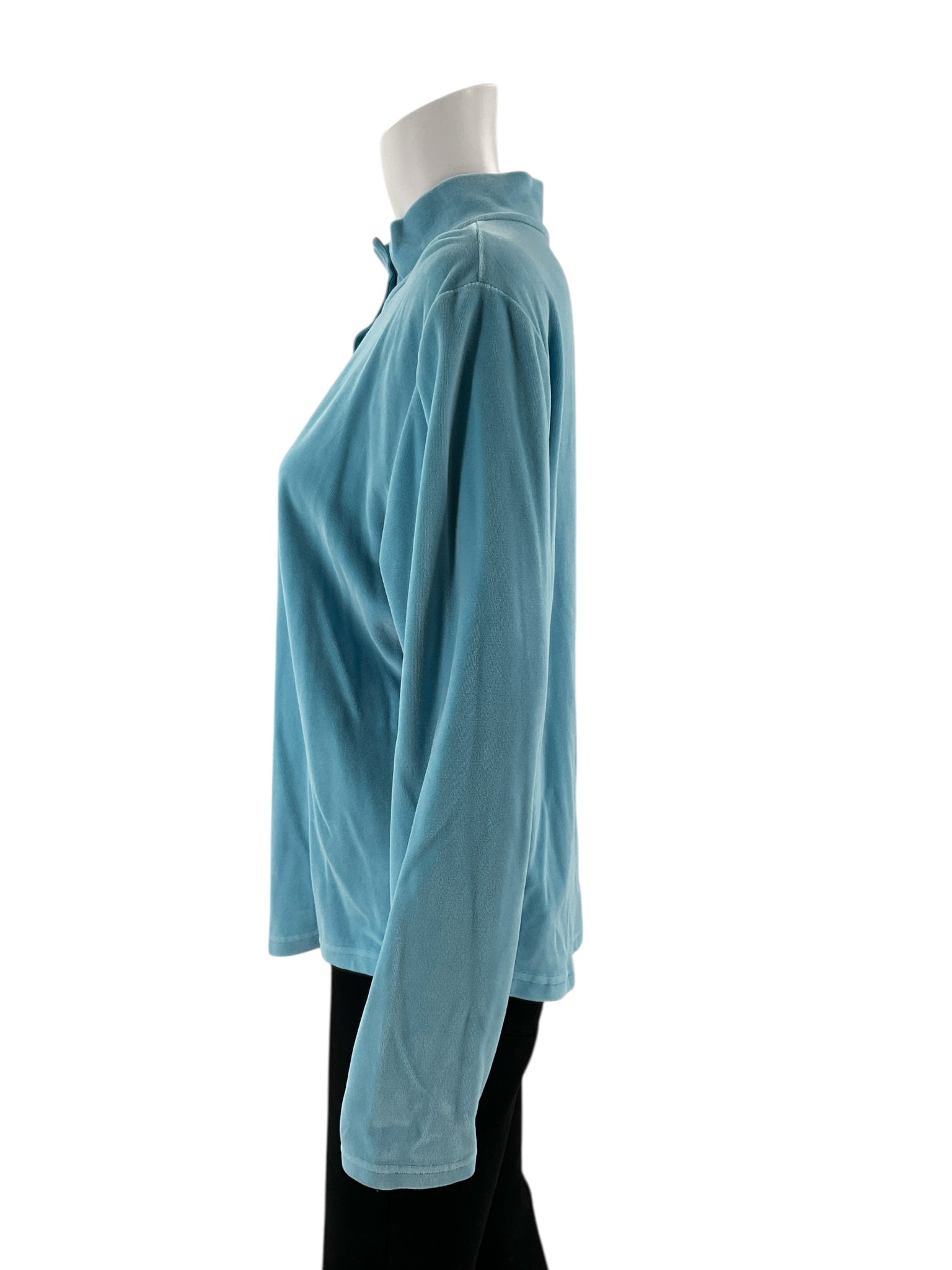 Talbots - Aqua Velour Solid Pre-Owned Ladies Casual Top - Size XL