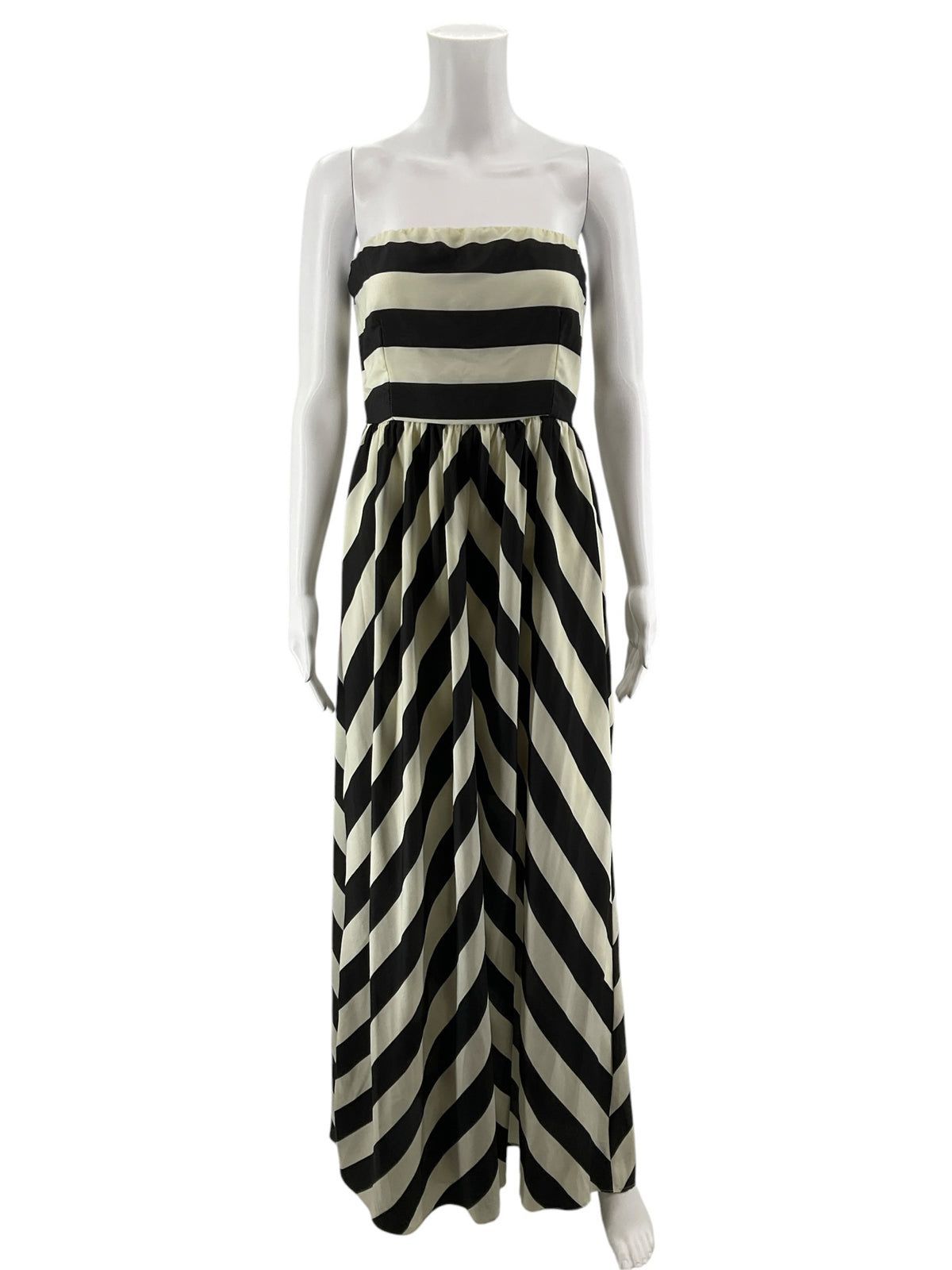 Ya Los Angeles Strapless Striped Maxi Dress Black & Ecru Size Medium - ONLINE ONLY