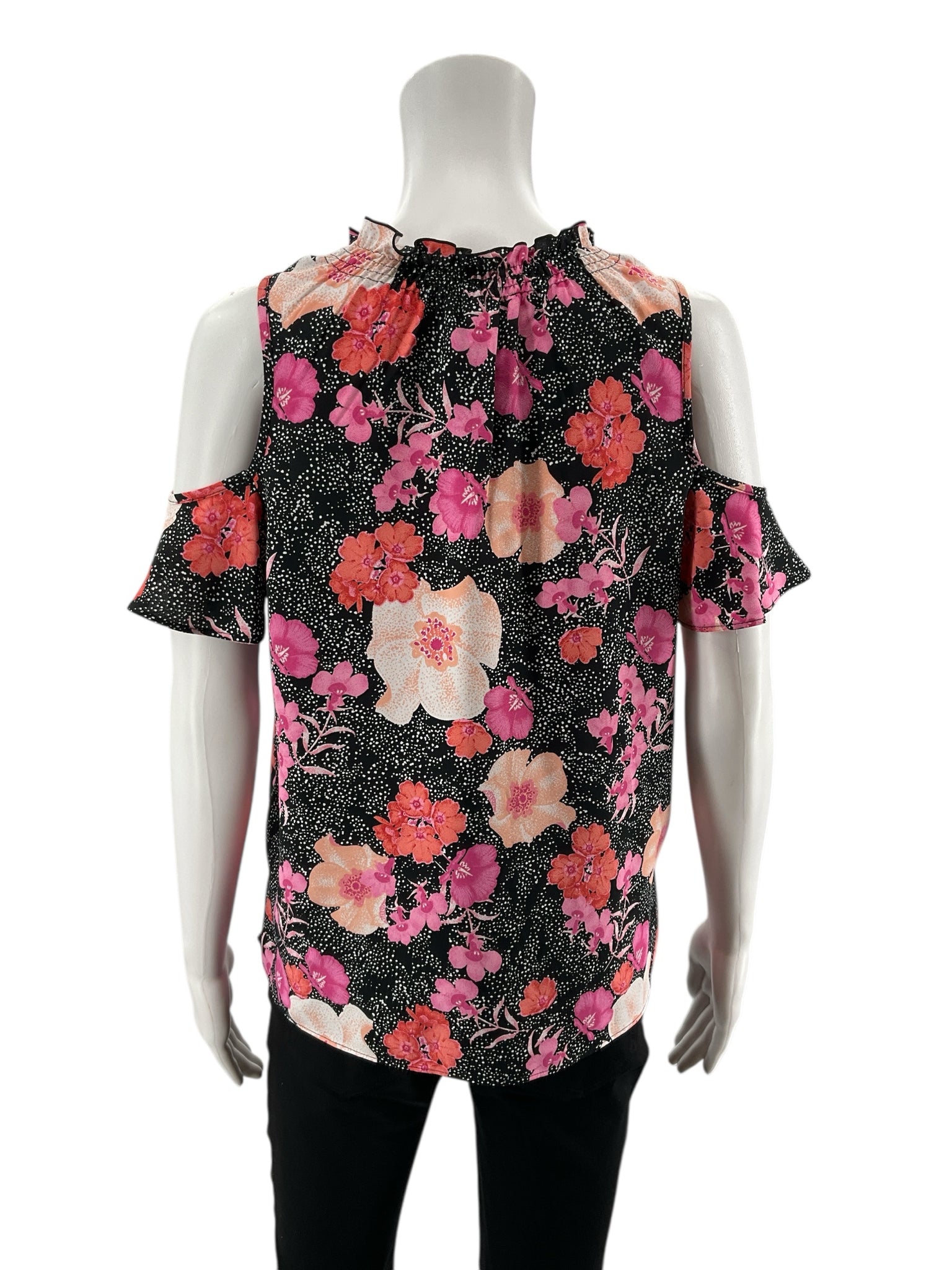 Charter Club Black/Pink/Orange Floral Pre-Owned Casual Top - Size Small Petite